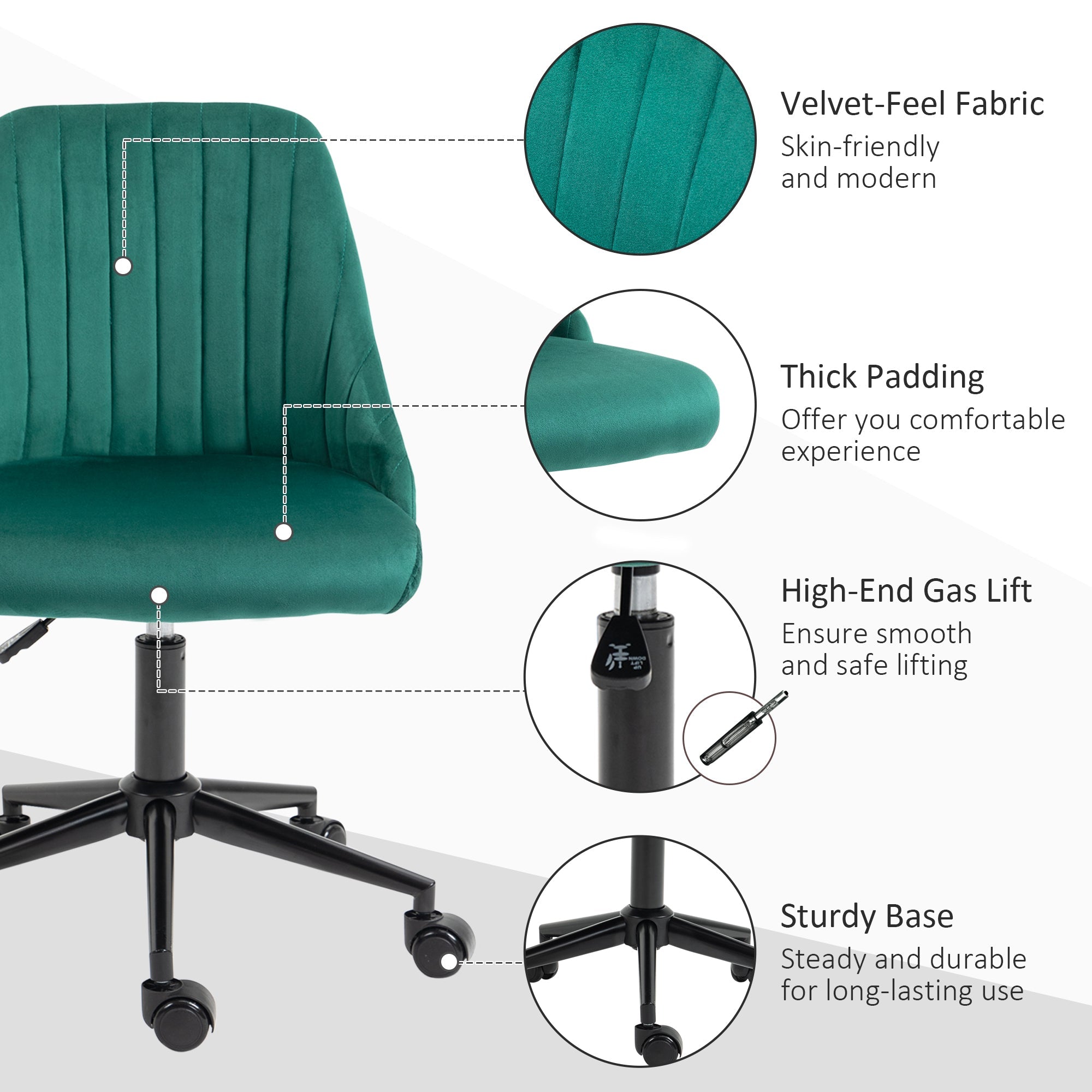 Scalloped Velvet Swivel Desk Chair
