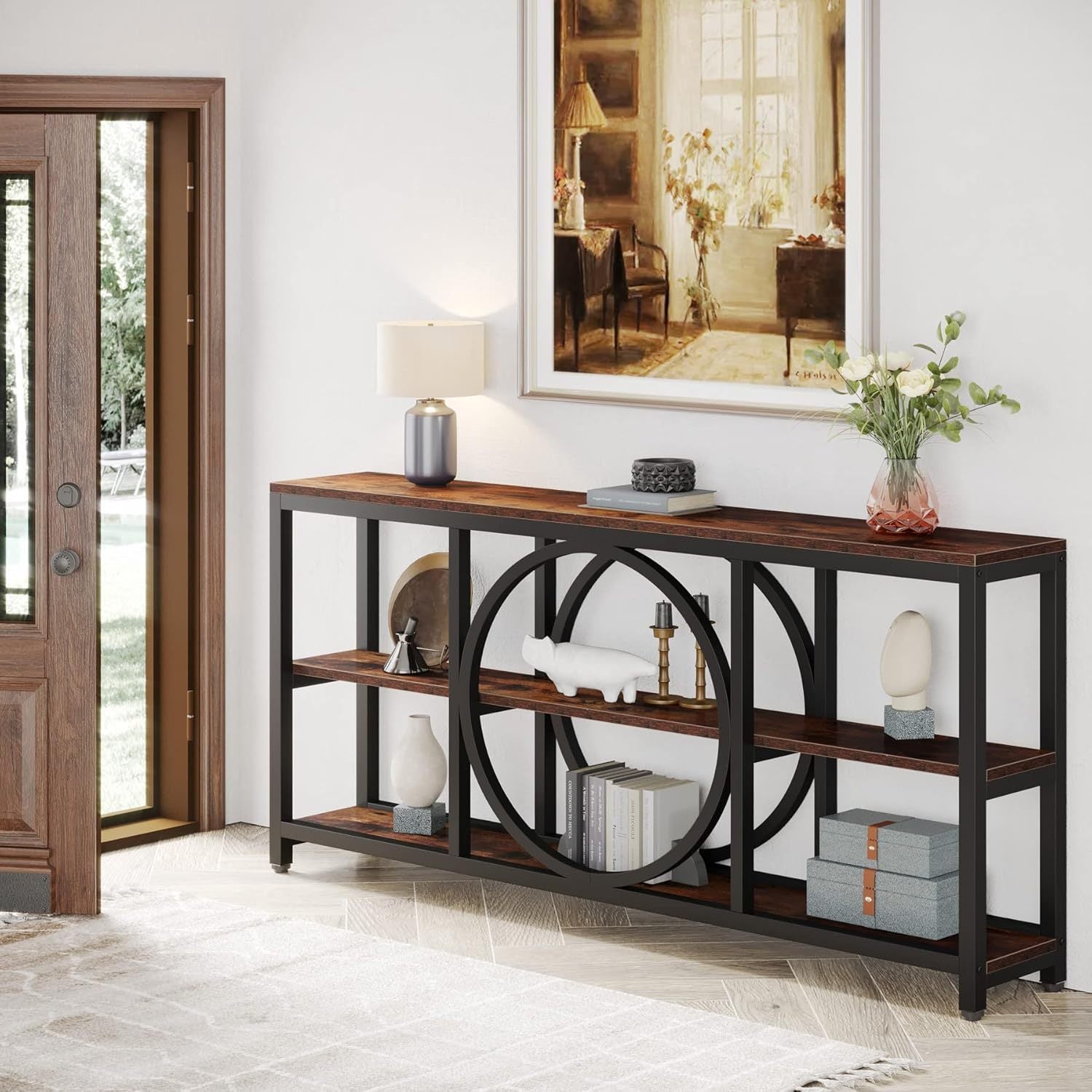 Claybourne  3-Tier Sofa Table with Circular Frame