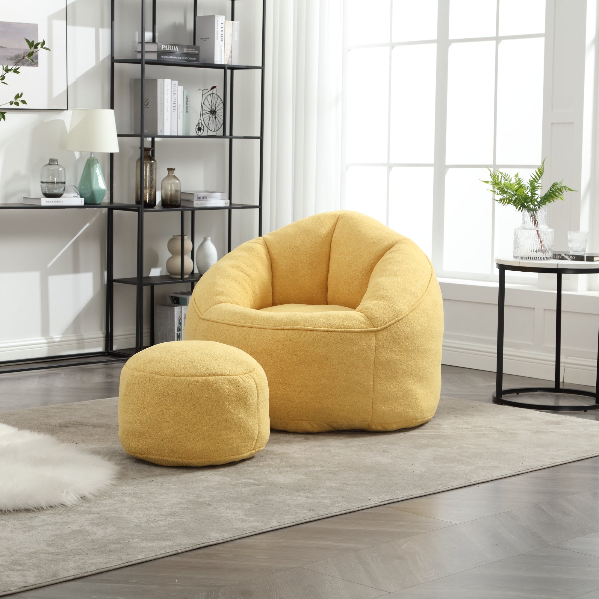 Bean Bag Sofa Chair with High-Pressure Foam and Footrest