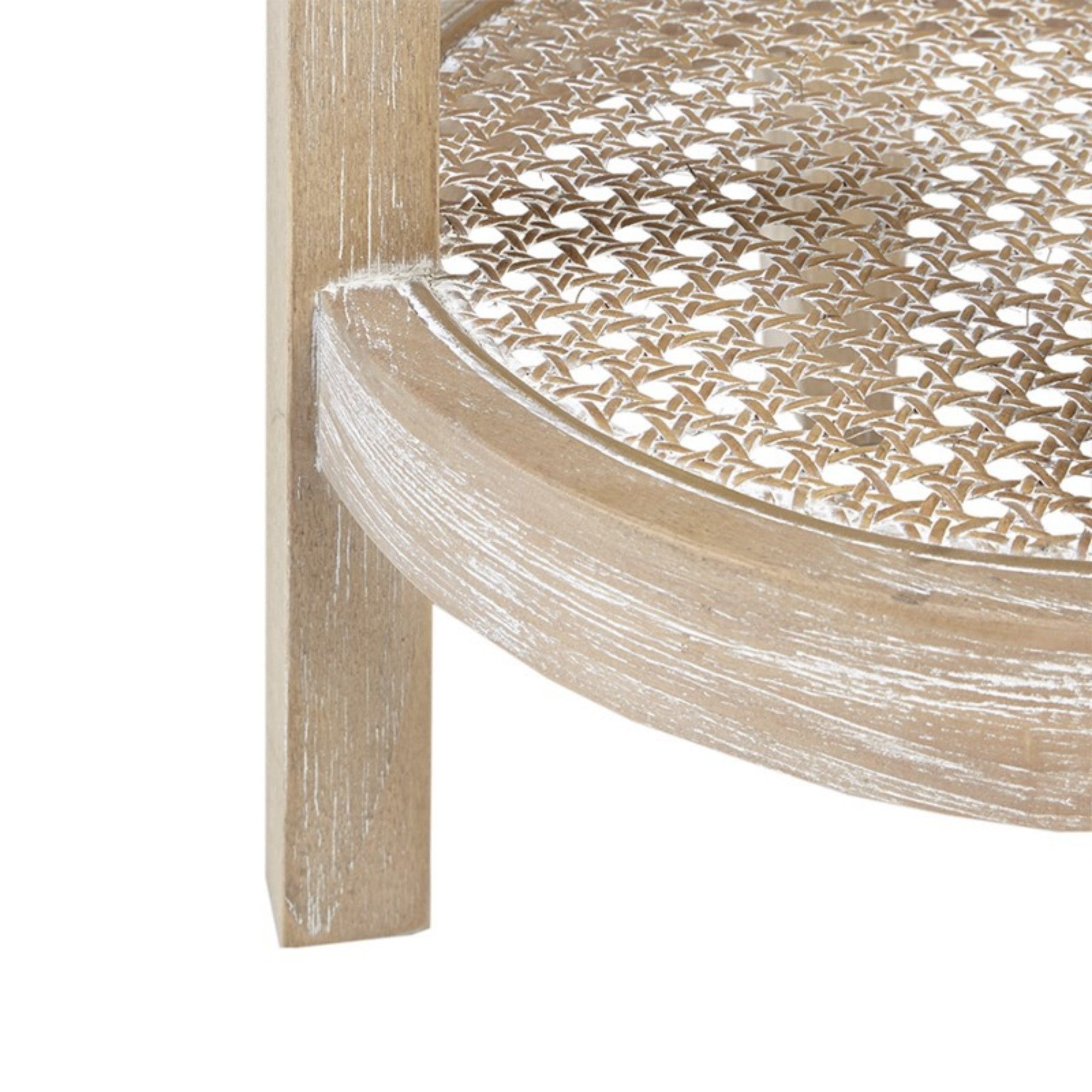 Bedford Round Accent Table with Rattan Shelf