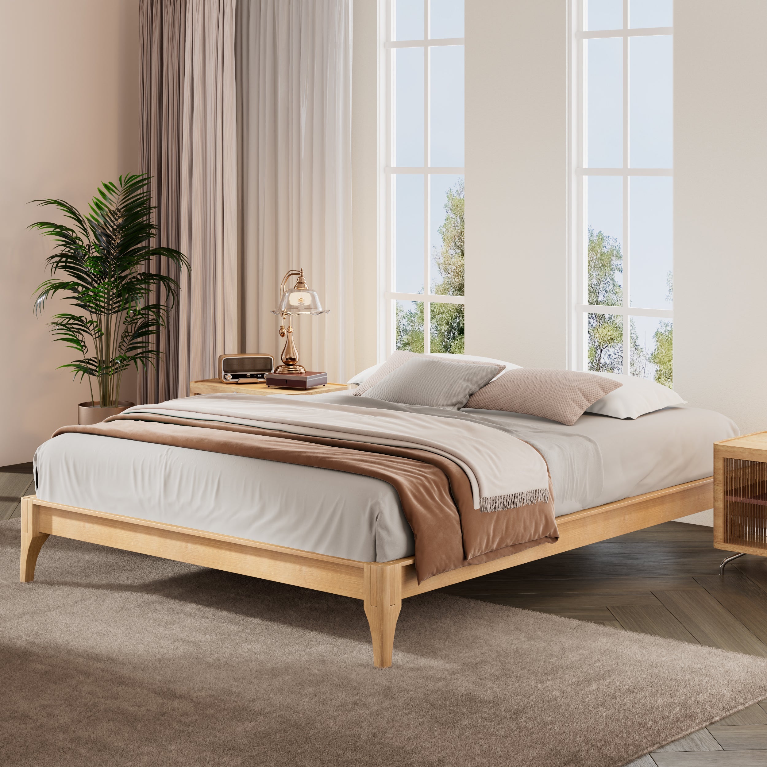 Bamboo Wood Platform Bed Frame