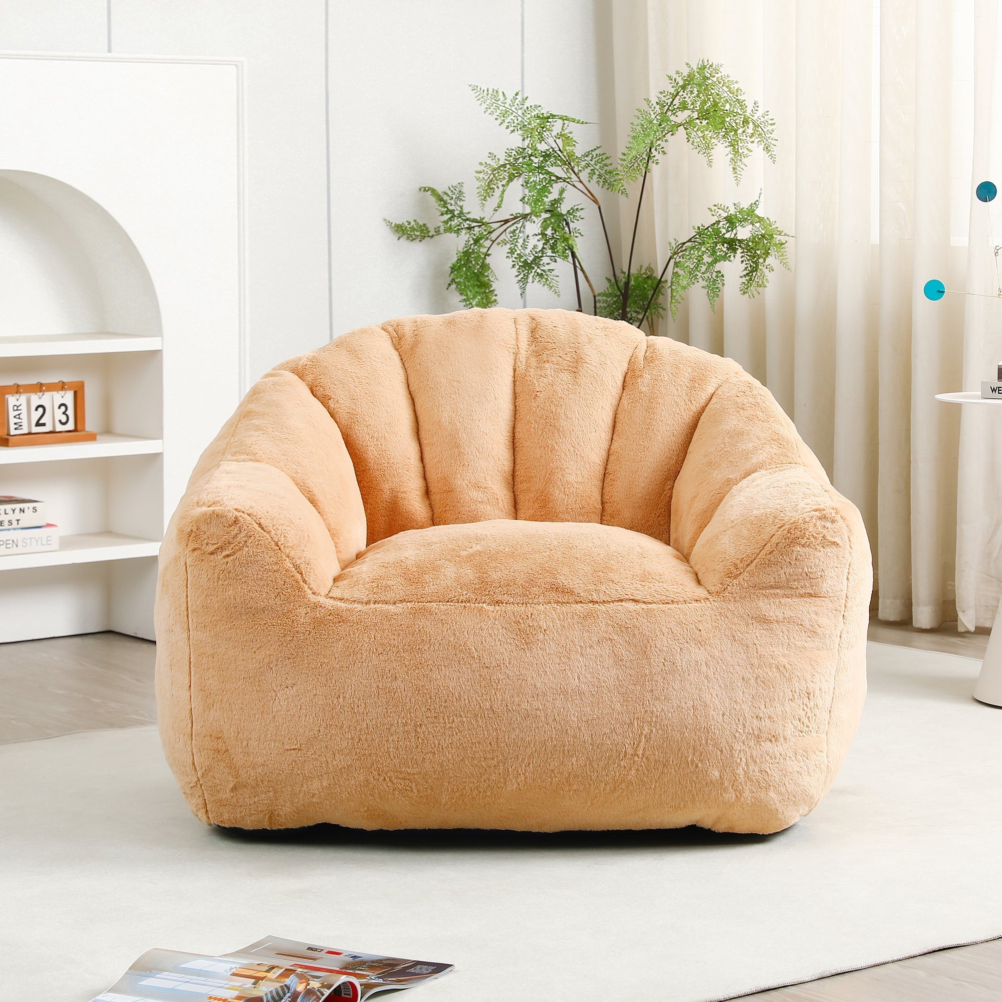 Beanbag Sofa Chair with Armrests Stuffed with High-Density Foam