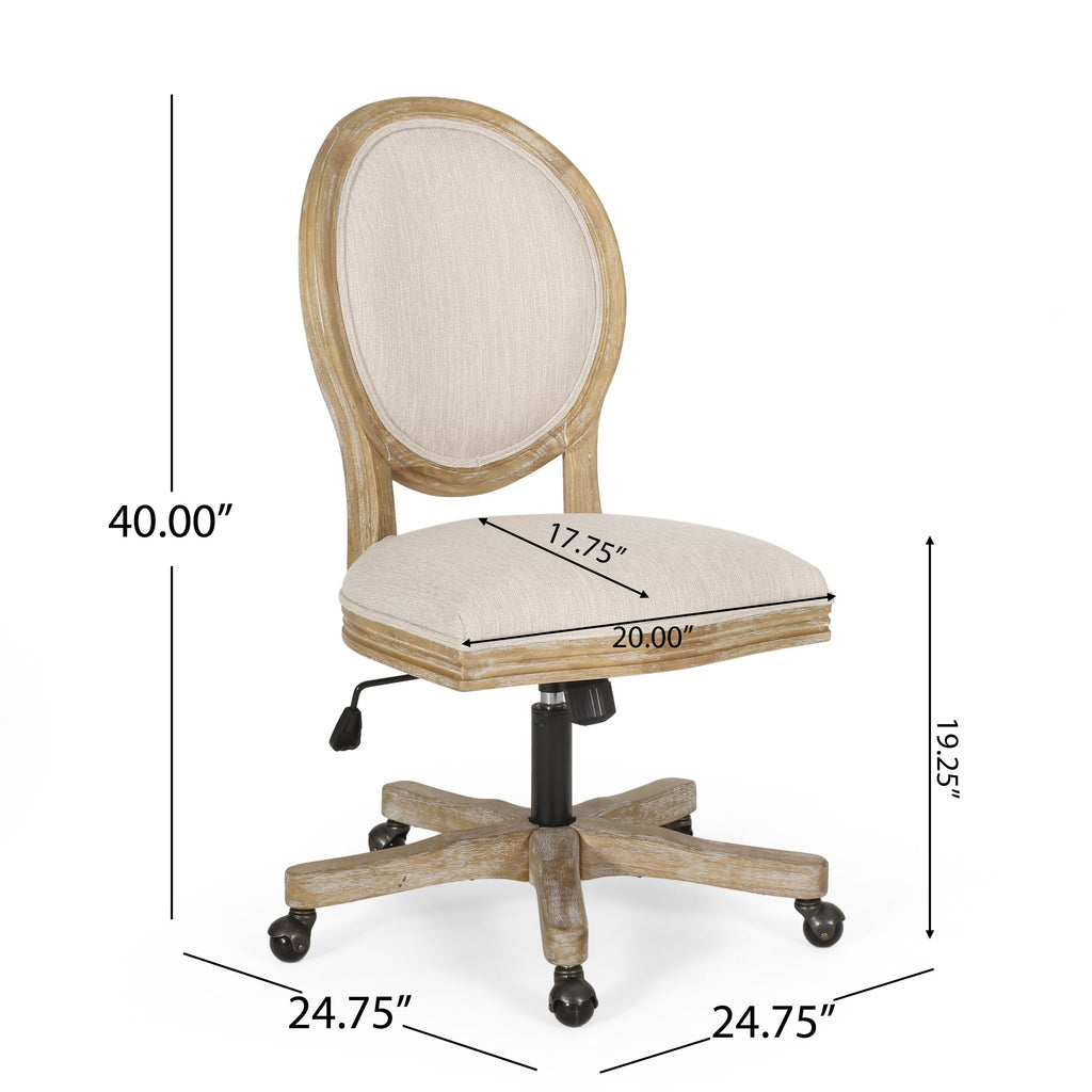 French Country Oval Back Swivel & Lift Office Chair