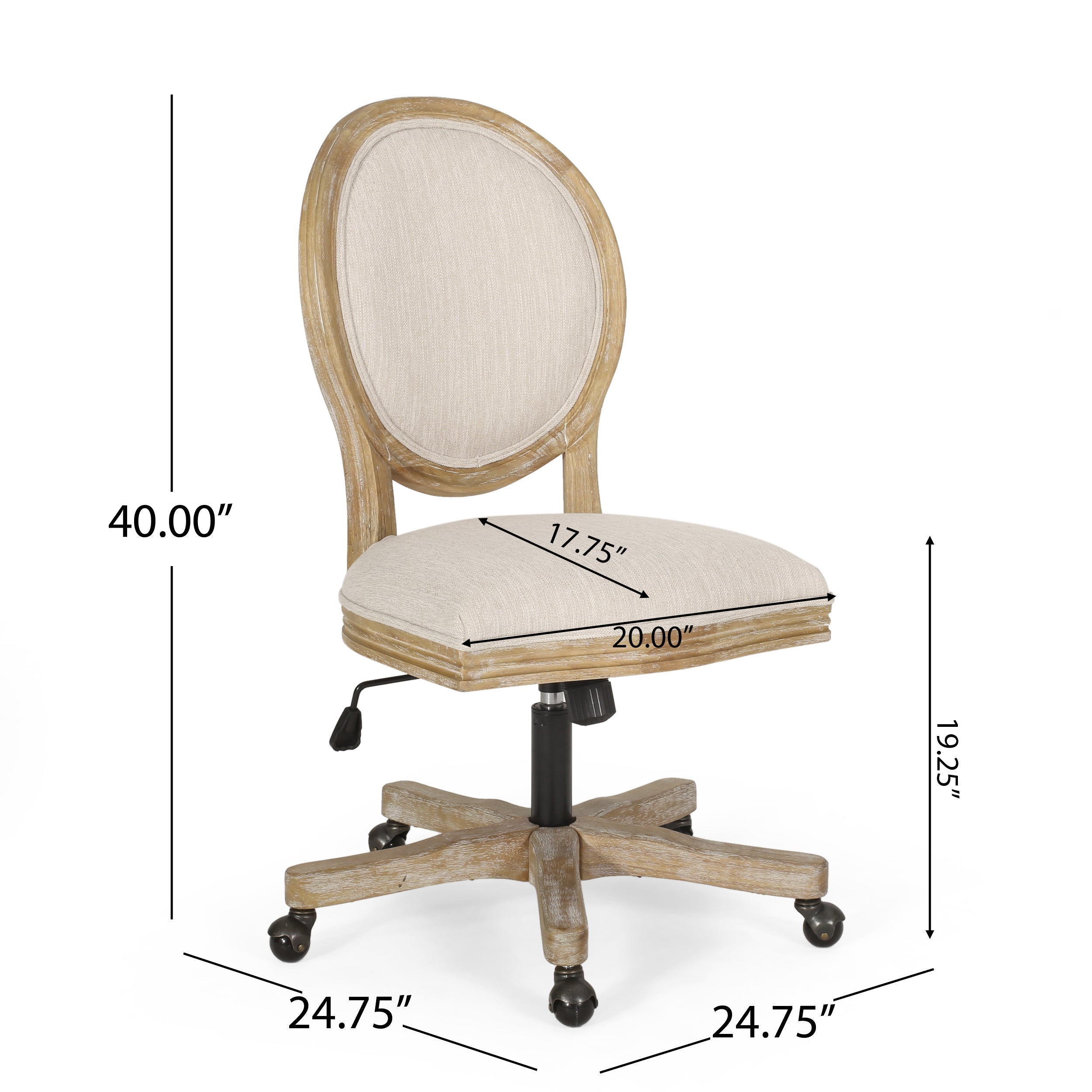 French Country Oval Back Swivel & Lift Office Chair