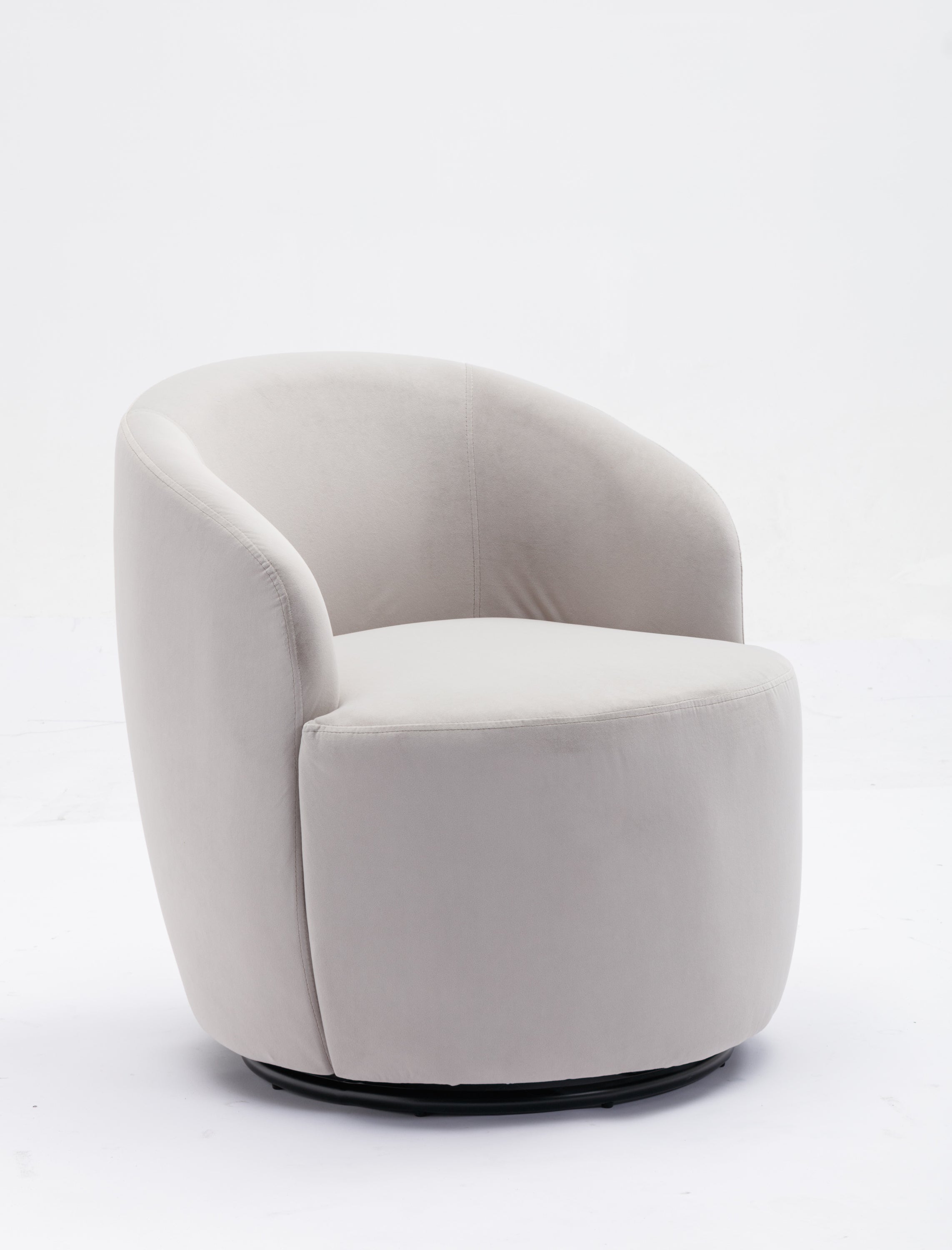 Velvet Fabric Swivel Barrel Accent Chair