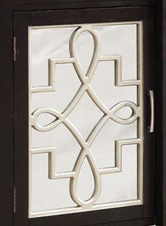 Kacia Mirrored Door Antique Finish Console Cabinet