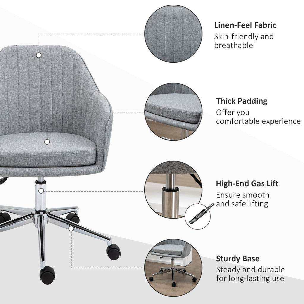 Swivel Desk Chair with Tub Shape Design & Lined Pattern Back
