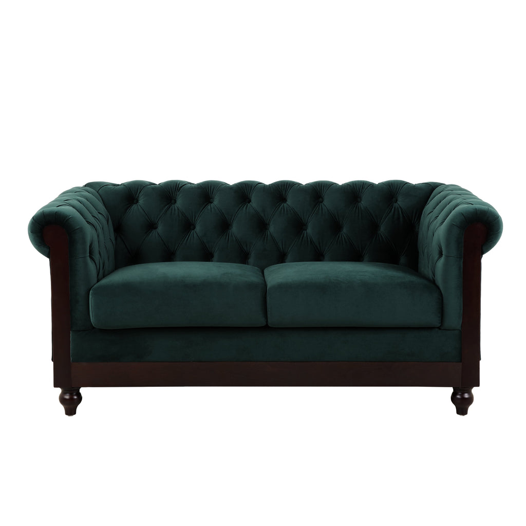 Velvet Rolled Arm Chesterfield Loveseat
