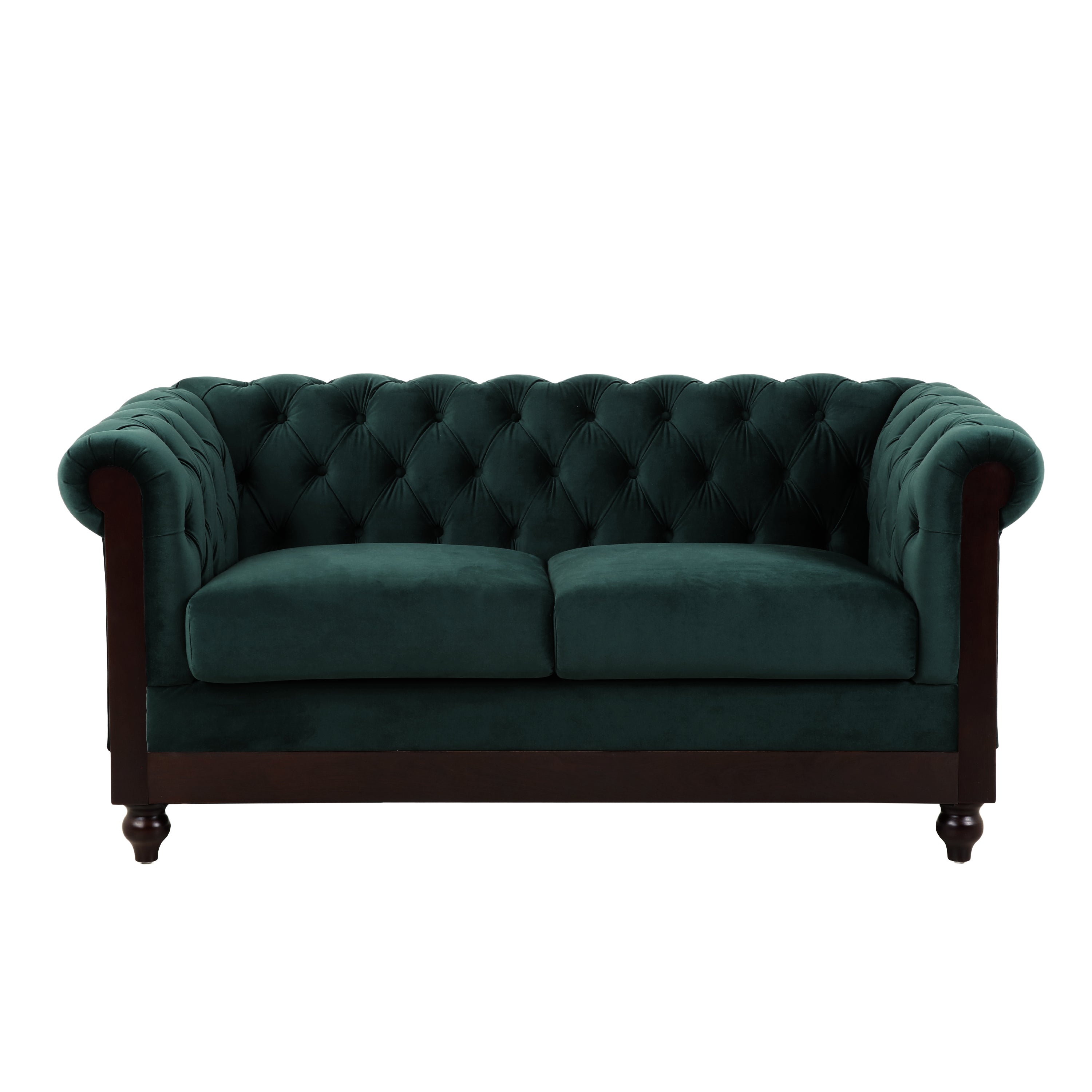 Velvet Rolled Arm Chesterfield Loveseat