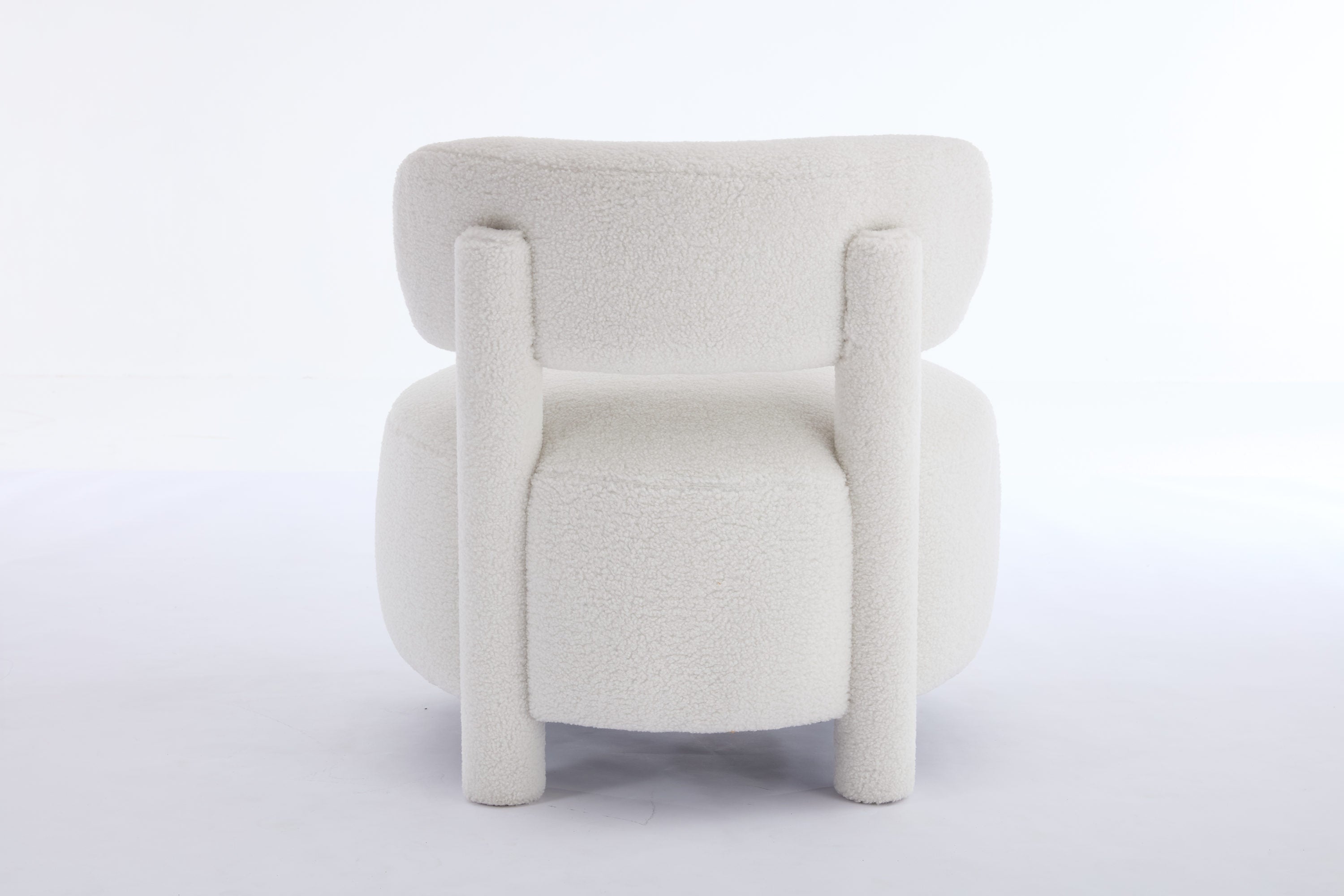 Armless Accent Chair with Curved Backrest and Solid Wooden Legs