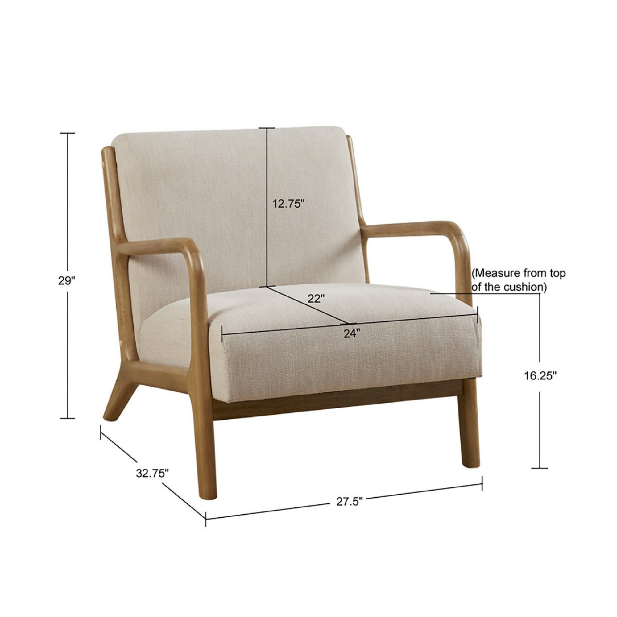 Mid-Century Lounge Accent Chair with Upholstered Seat