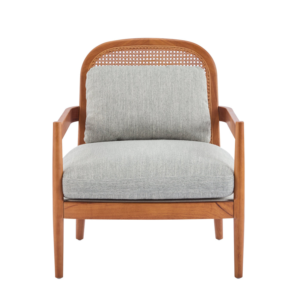 Elliston Rattan Backrest Solid Wood Accent Chair with Cushions, Set of 2