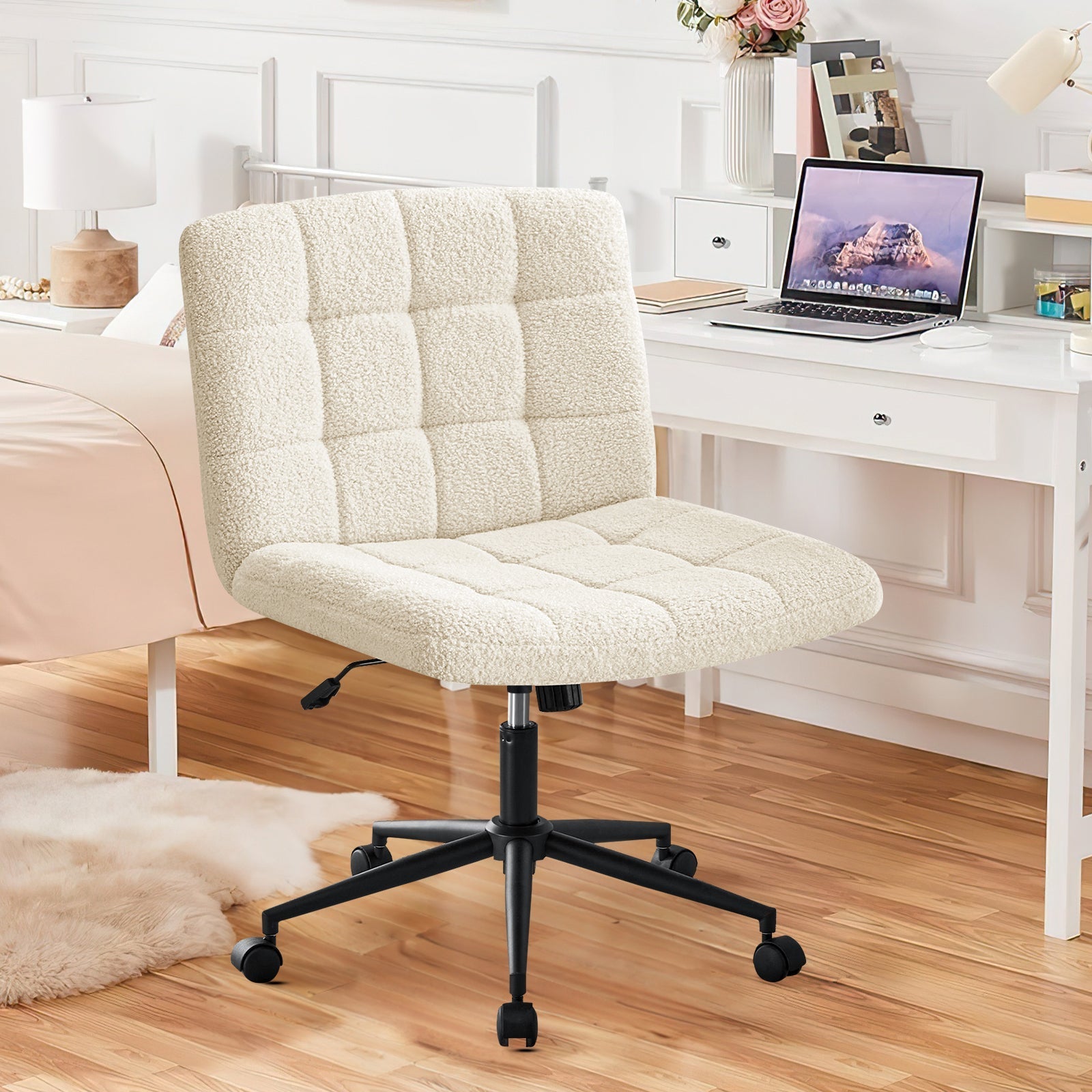 Desk Chair with Wheels, Armless Desk Chair, Adjustable Height 360° Rolling Swivel