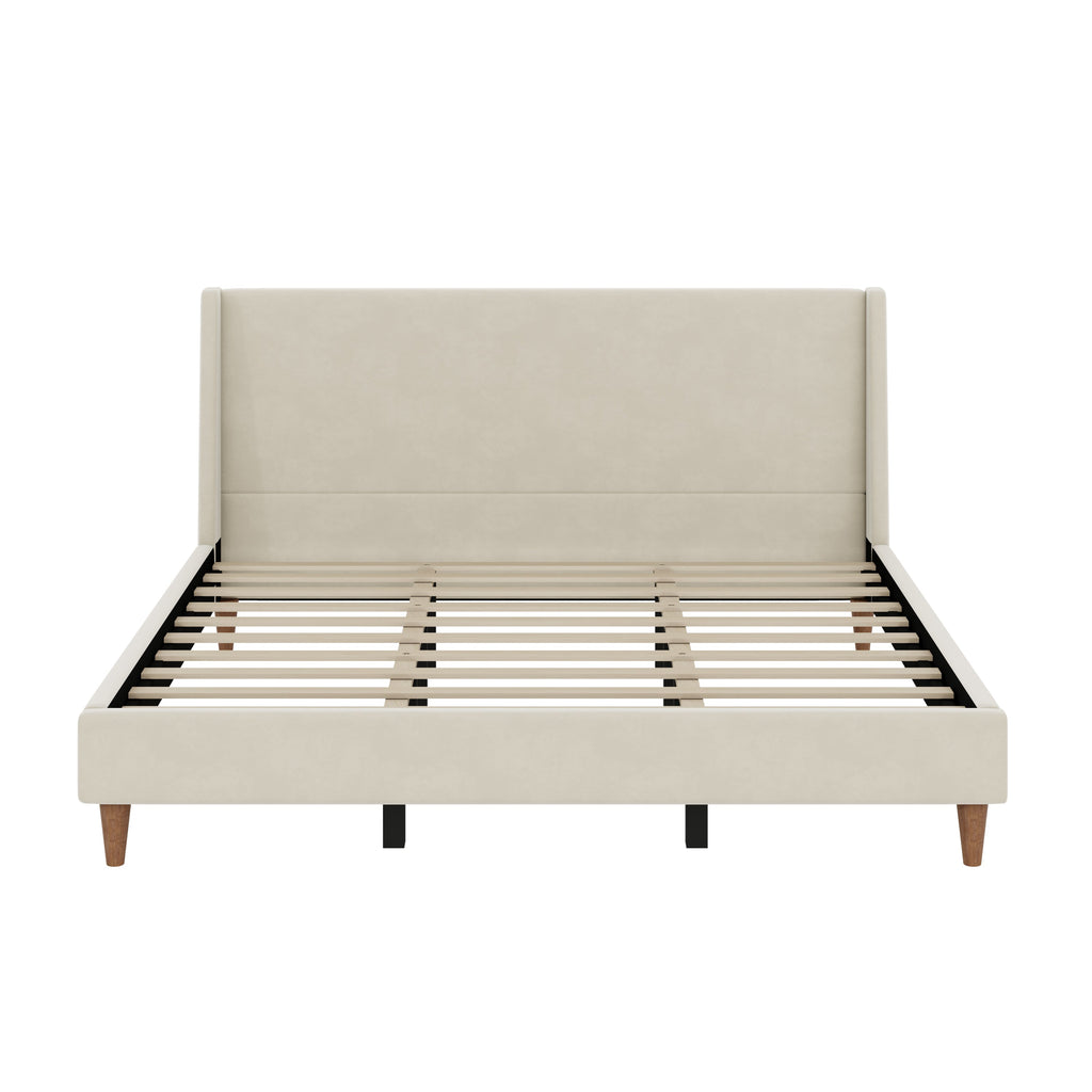Wingback Velvet Upholstered Platform Bed