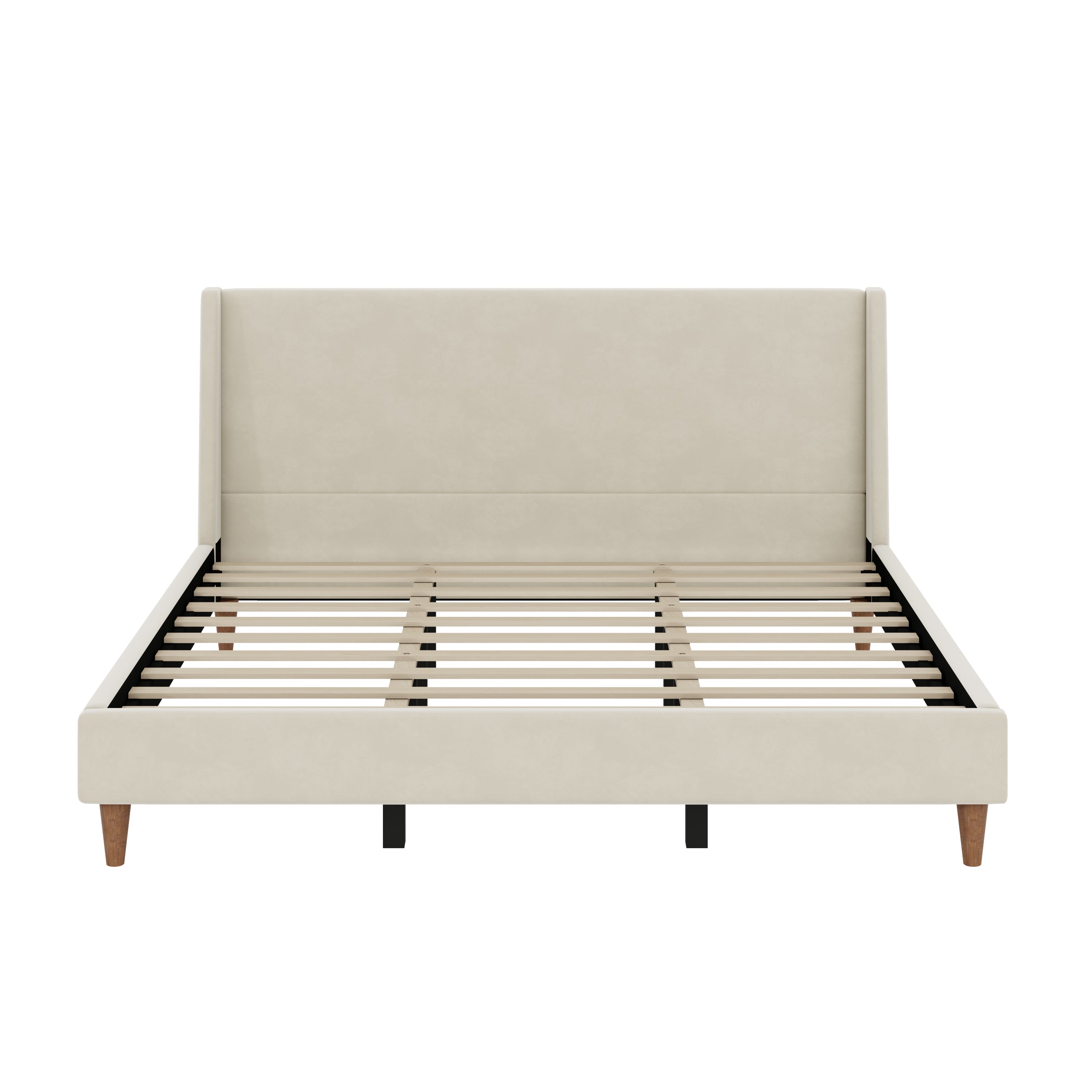 Wingback Velvet Upholstered Platform Bed