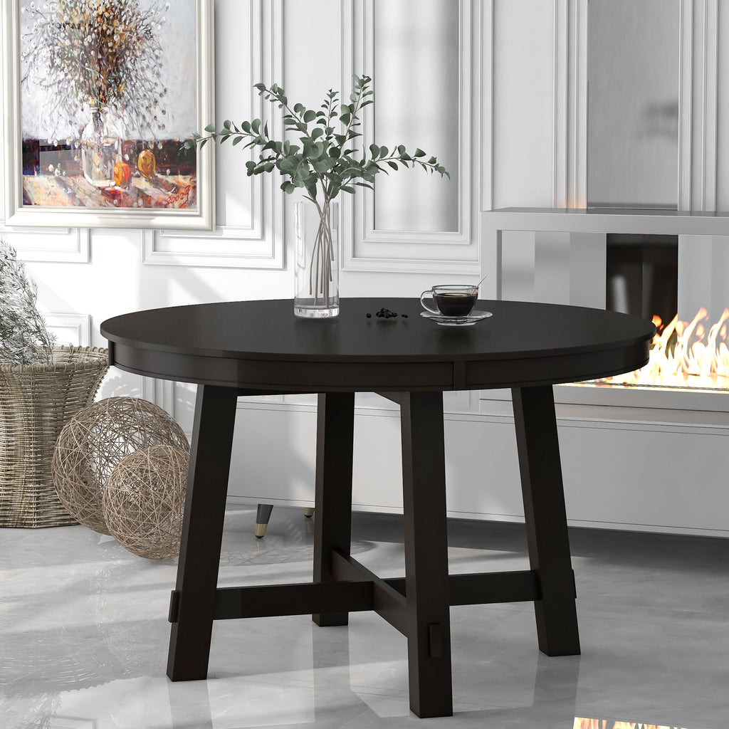 Farmhouse Round Extendable Dining Table with 16 Leaf