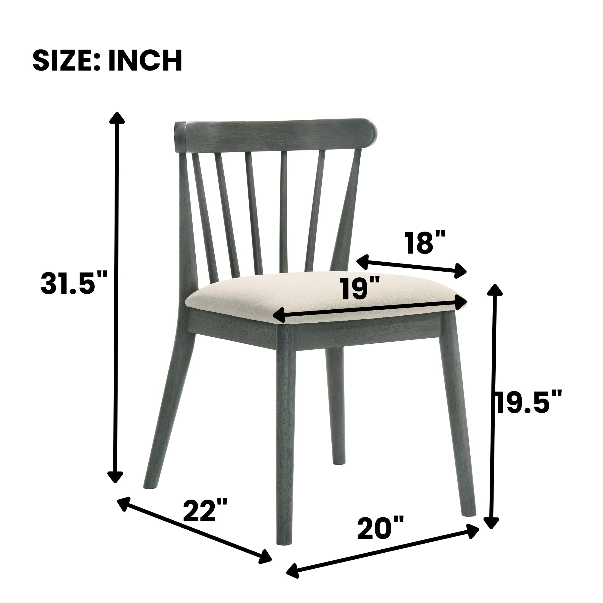 Modern Spindle Back Dining Chairs, Set of 2