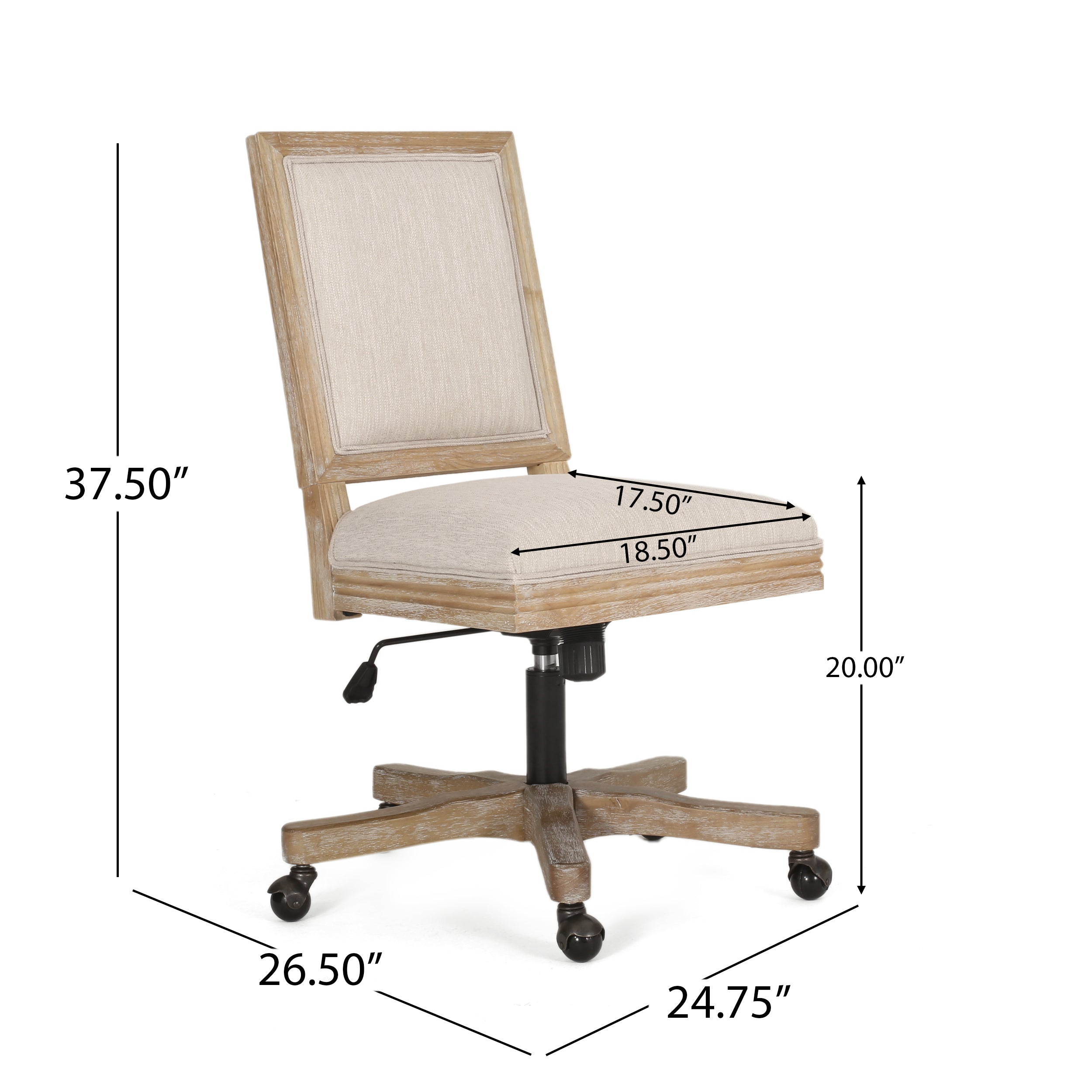 French Country Square Back Swivel & Lift Office Chair