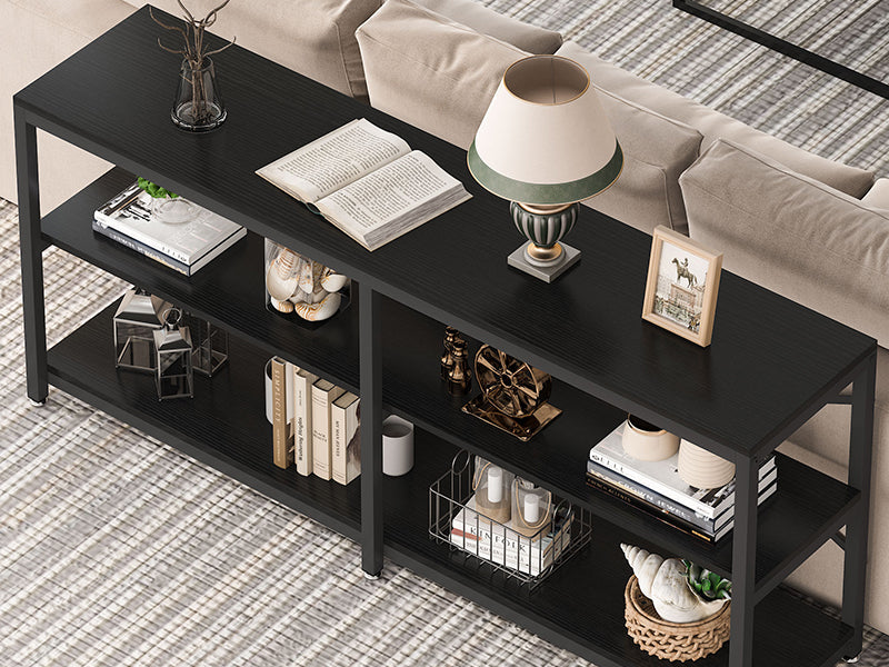 Runford Modern Entryway Table with Metal Frame & X-Back Design