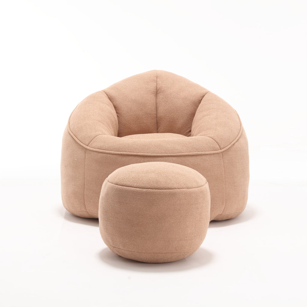Bean Bag Sofa Chair with High-Pressure Foam and Footrest