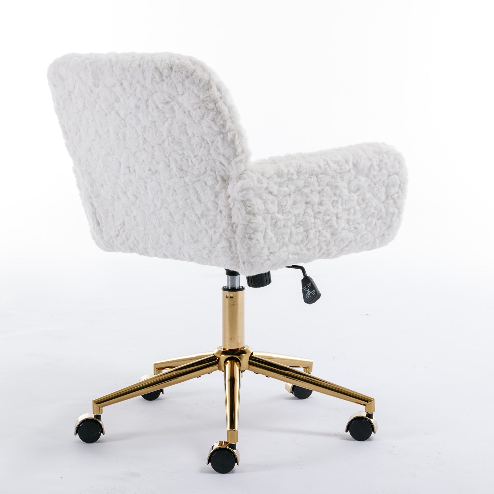 Faux Rabbit Hair Office Chair with Golden Metal Base, Adjustable Swivel