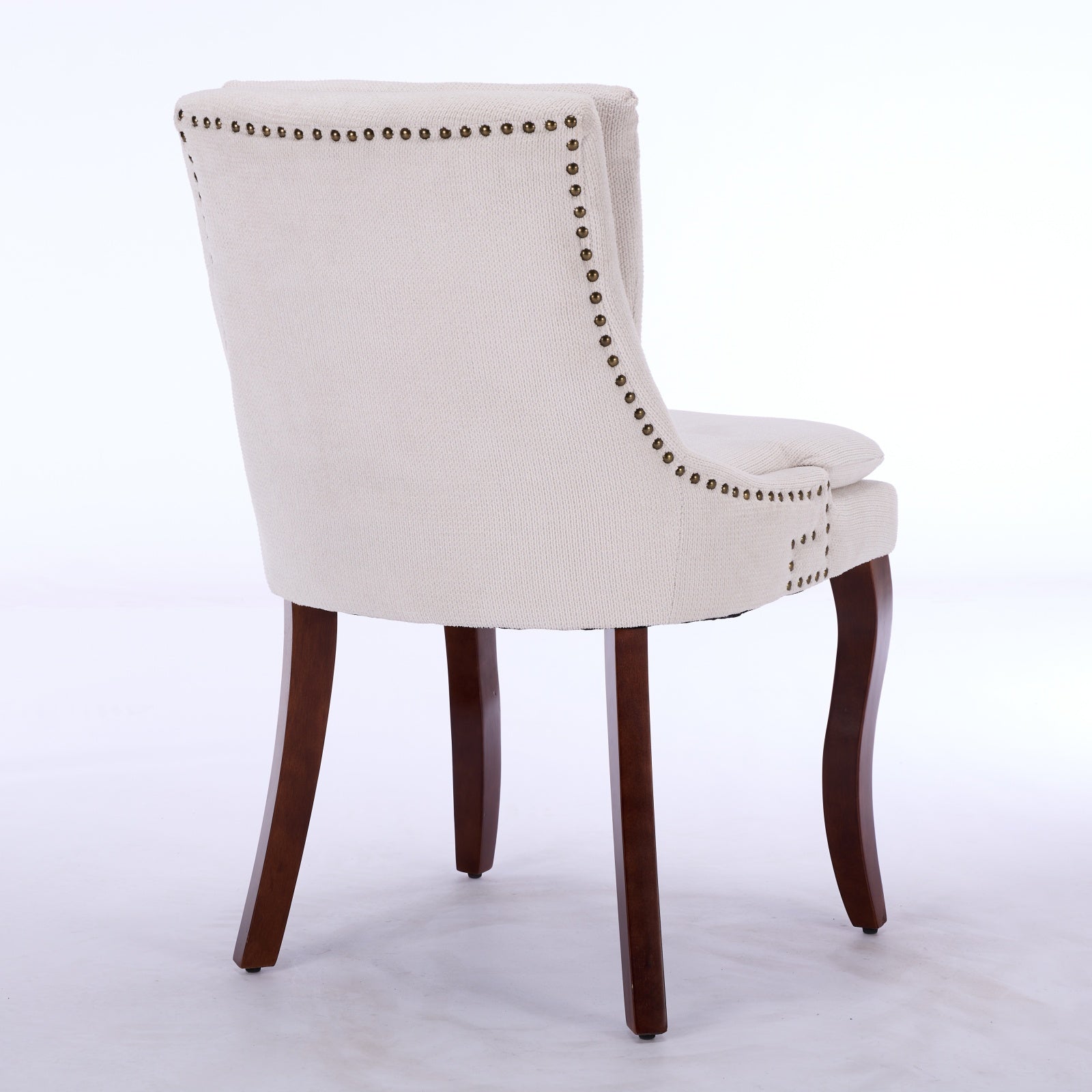 ChenilleUpholstered Dining Chairs with Curved Solid Wood Legs, Set of 2