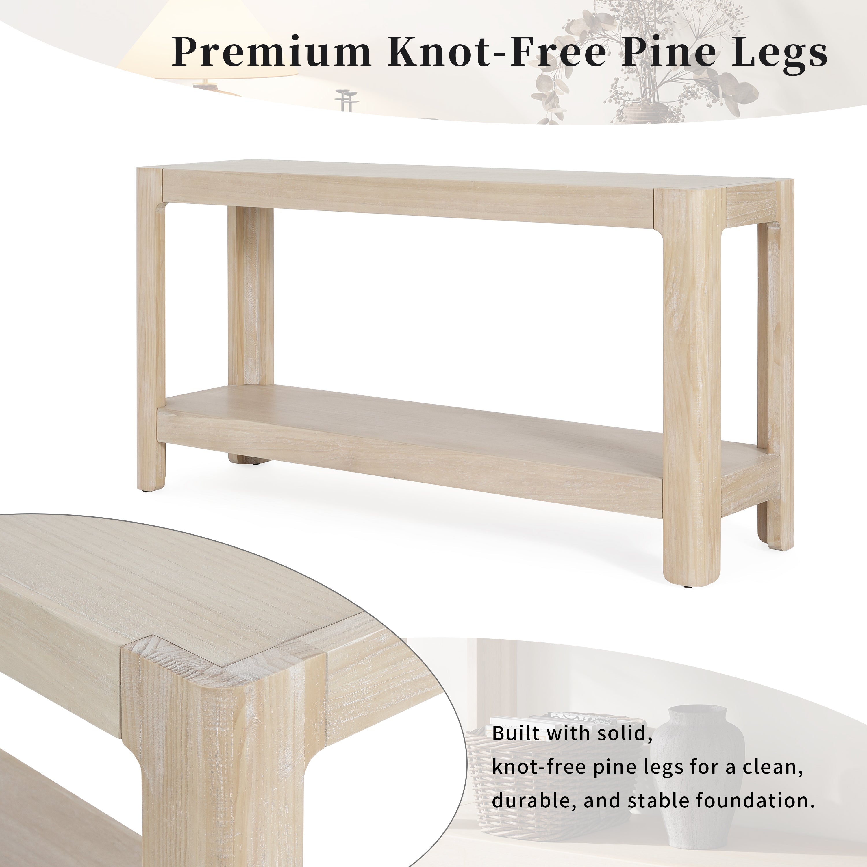 Modern Farmhouse Minimalist Rounded Console Table