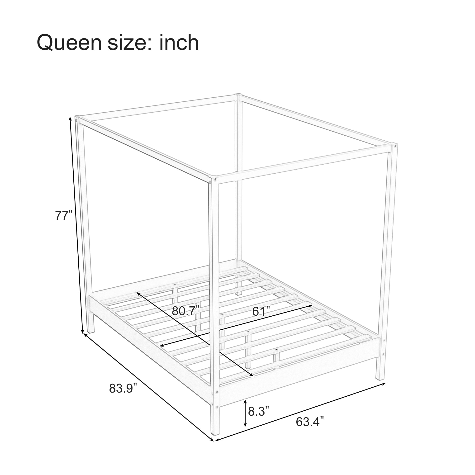 Solid Wood Canopy Bed