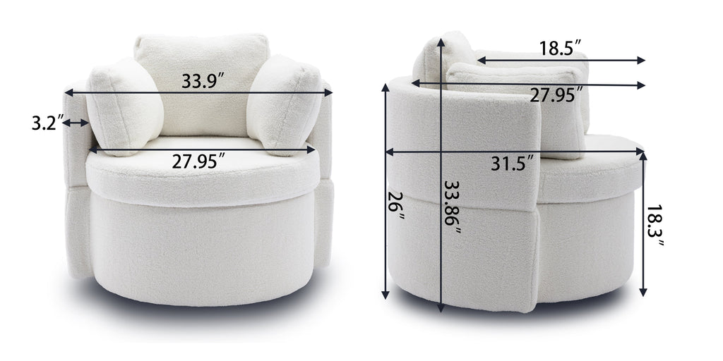 Teddy Fabric Swivel And Storage Chair With Back Cushion