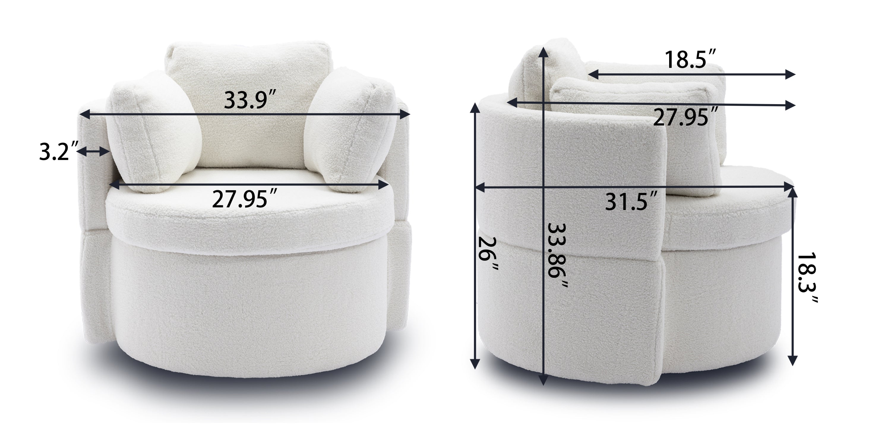 Teddy Fabric Swivel And Storage Chair With Back Cushion