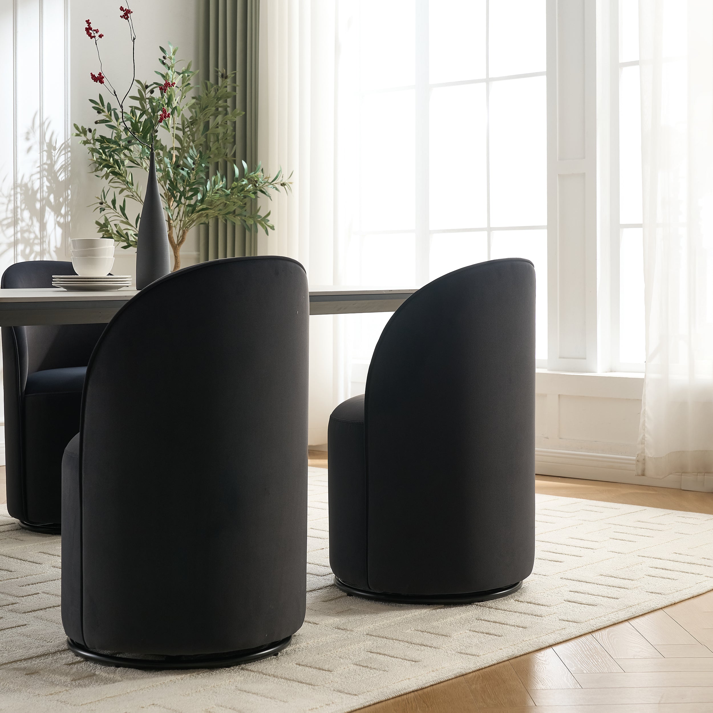 Ashcombe Mid Century Modern Round Velvet Dining Chair