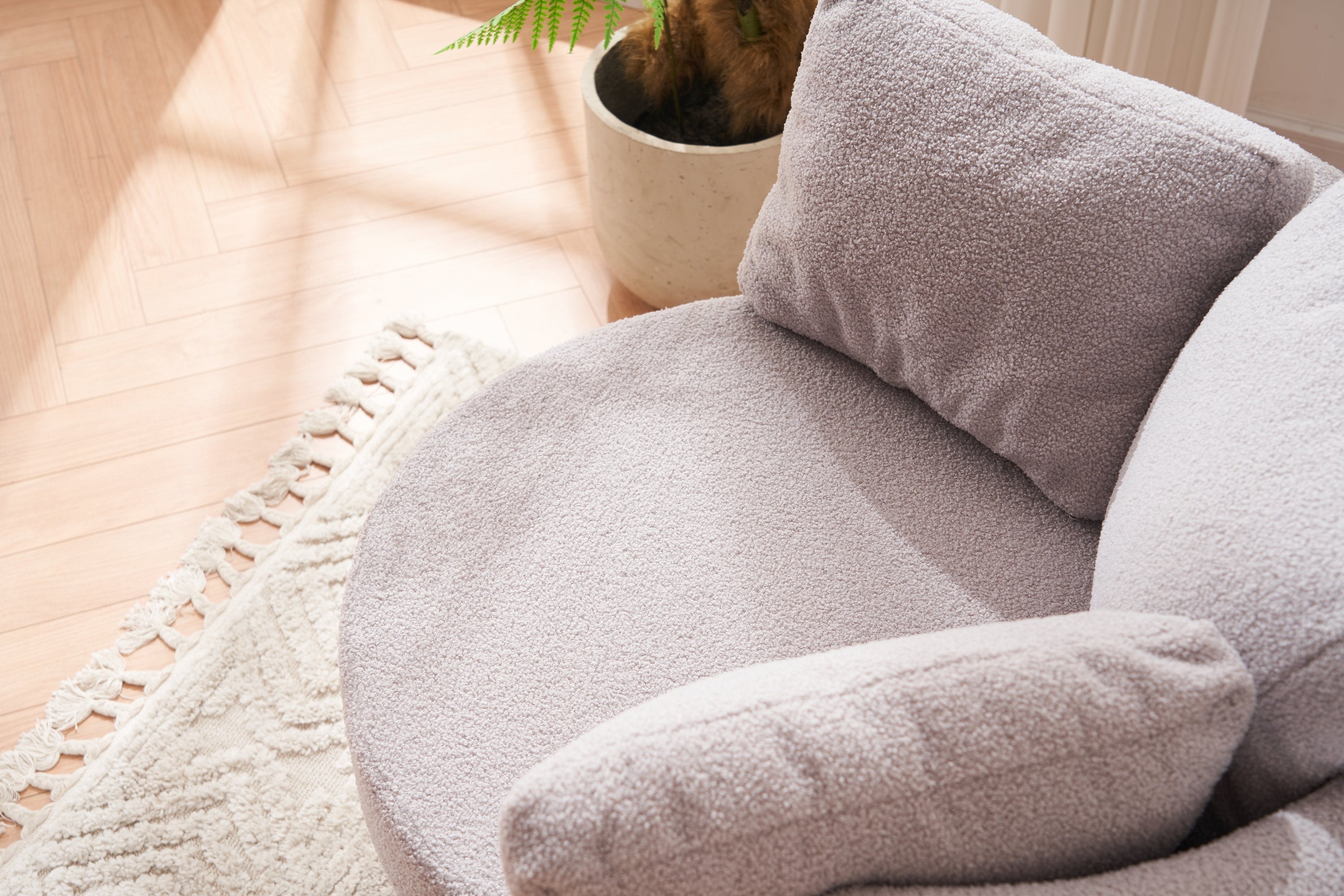 Teddy Fabric Swivel And Storage Chair With Back Cushion