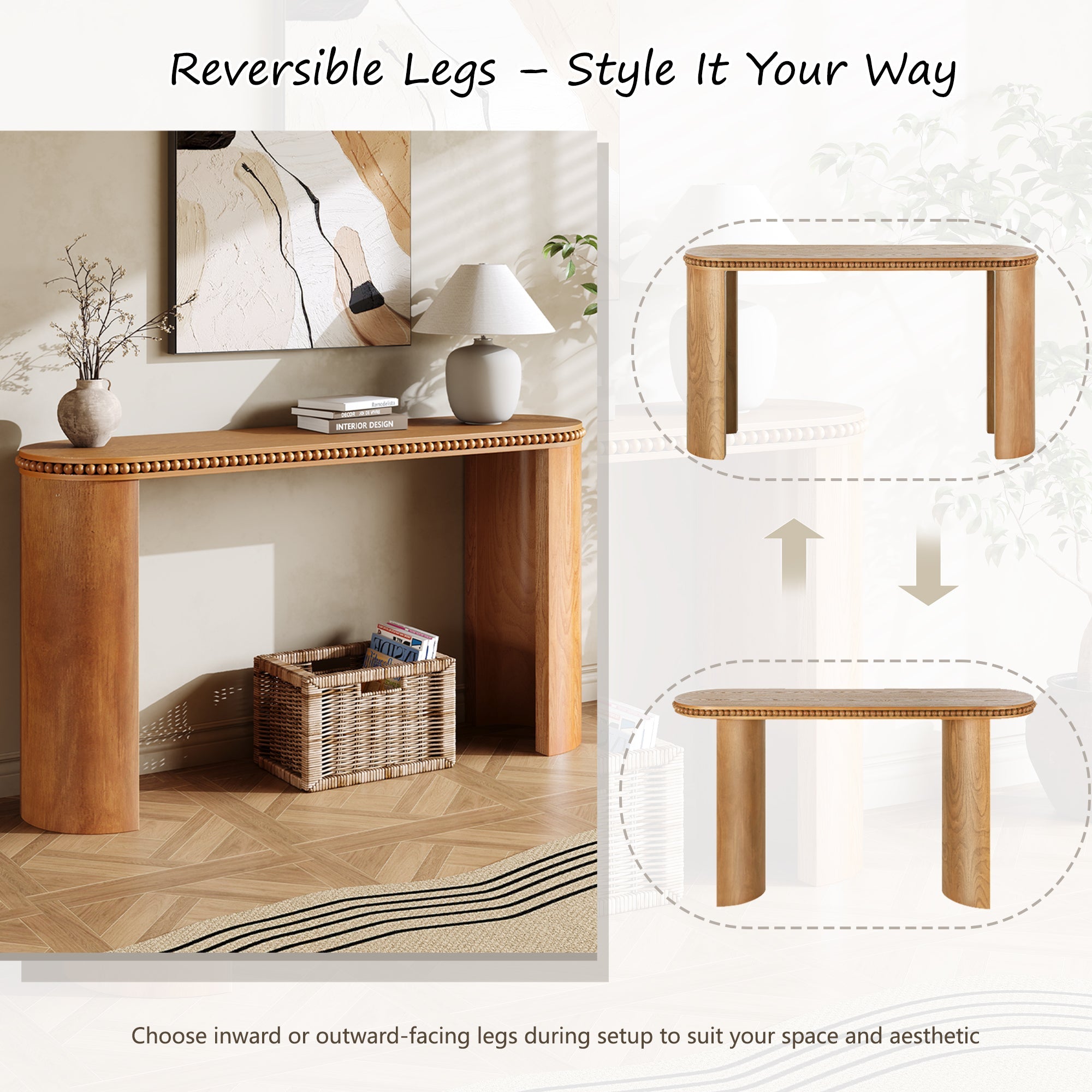 Beaded Trim Console Table