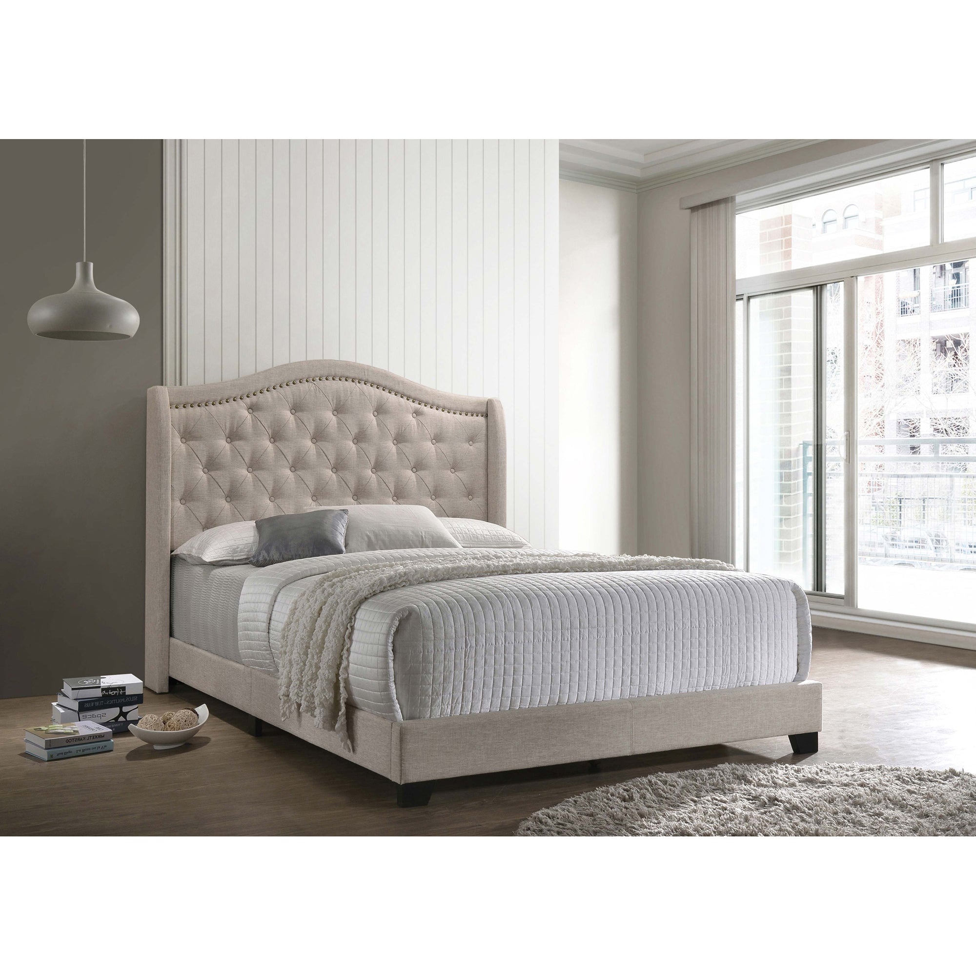 Upholstered Wingback Bed