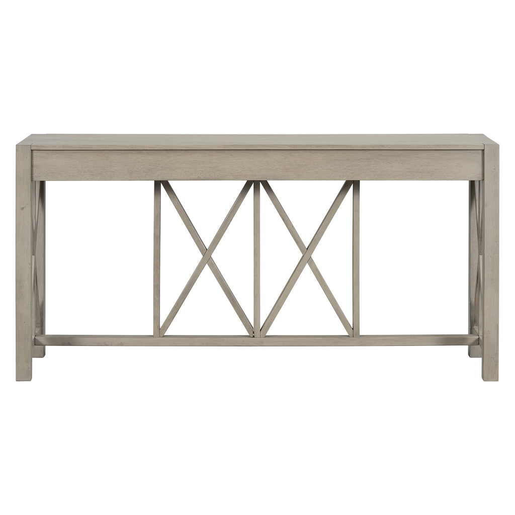 Modern Crisscross Design Entryway Table with Open Bottom Storage