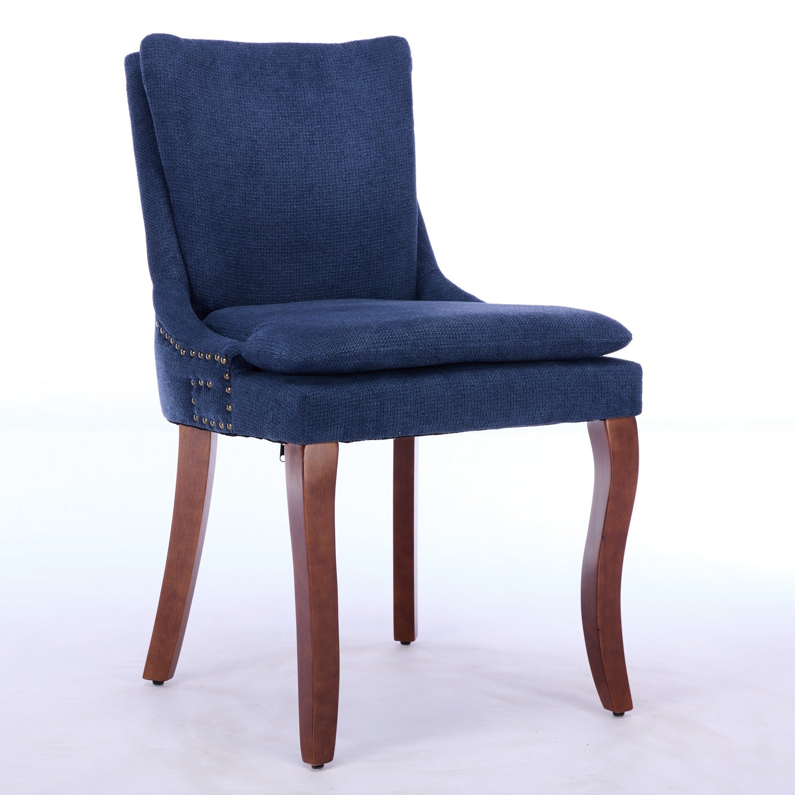 ChenilleUpholstered Dining Chairs with Curved Solid Wood Legs, Set of 2