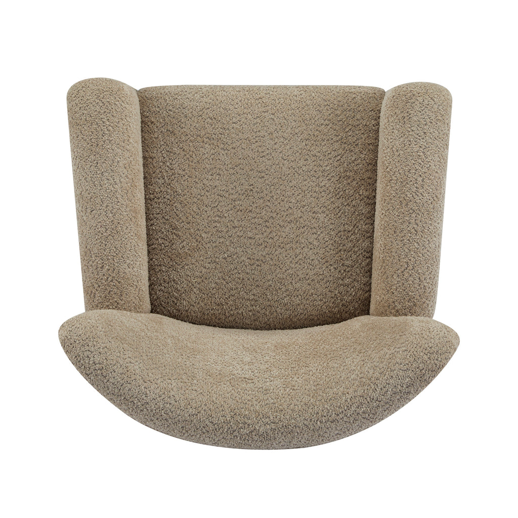 Cozy Wingback Accent Chair with Round Wood Feet
