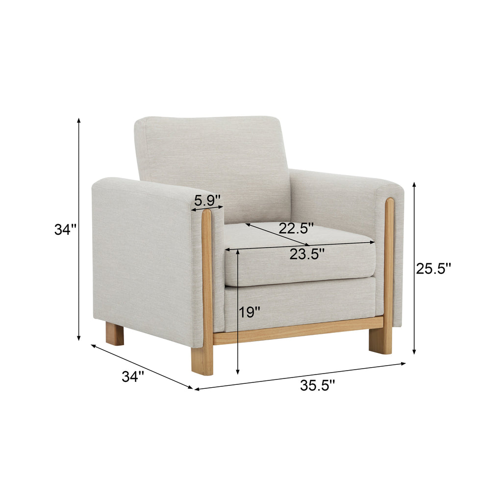Harmonia Fabric Upholstered Accent Chair with Wood Accent