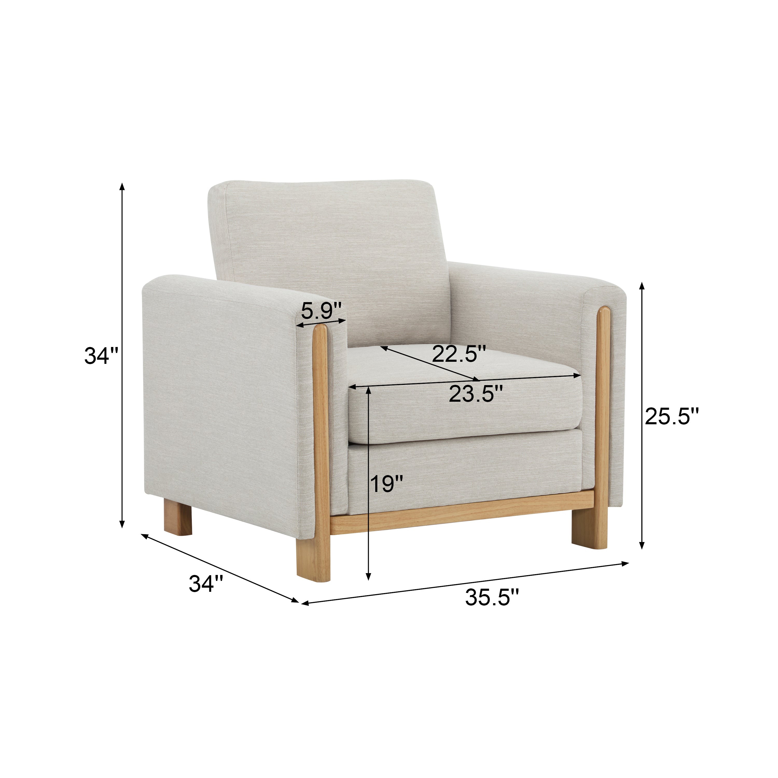 Harmonia Fabric Upholstered Accent Chair with Wood Accent
