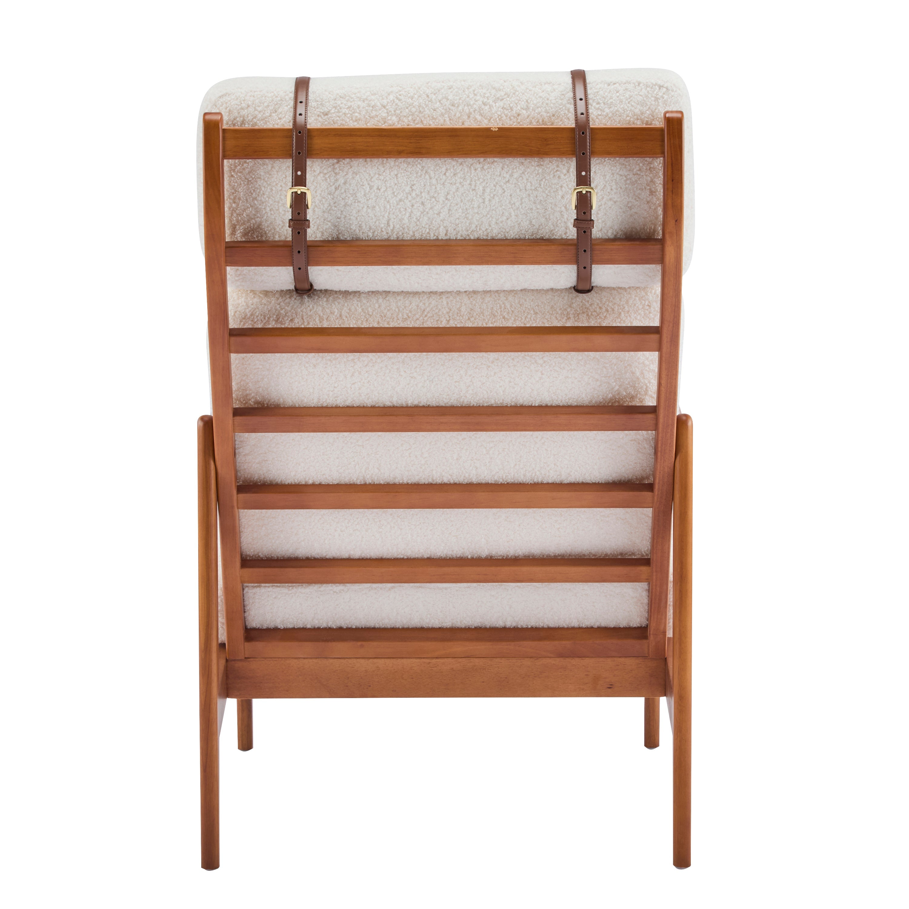 Birchmere Mid Century Modern Accent Armchair, Solid Wood Frame with High Back & Upholstered Cushions