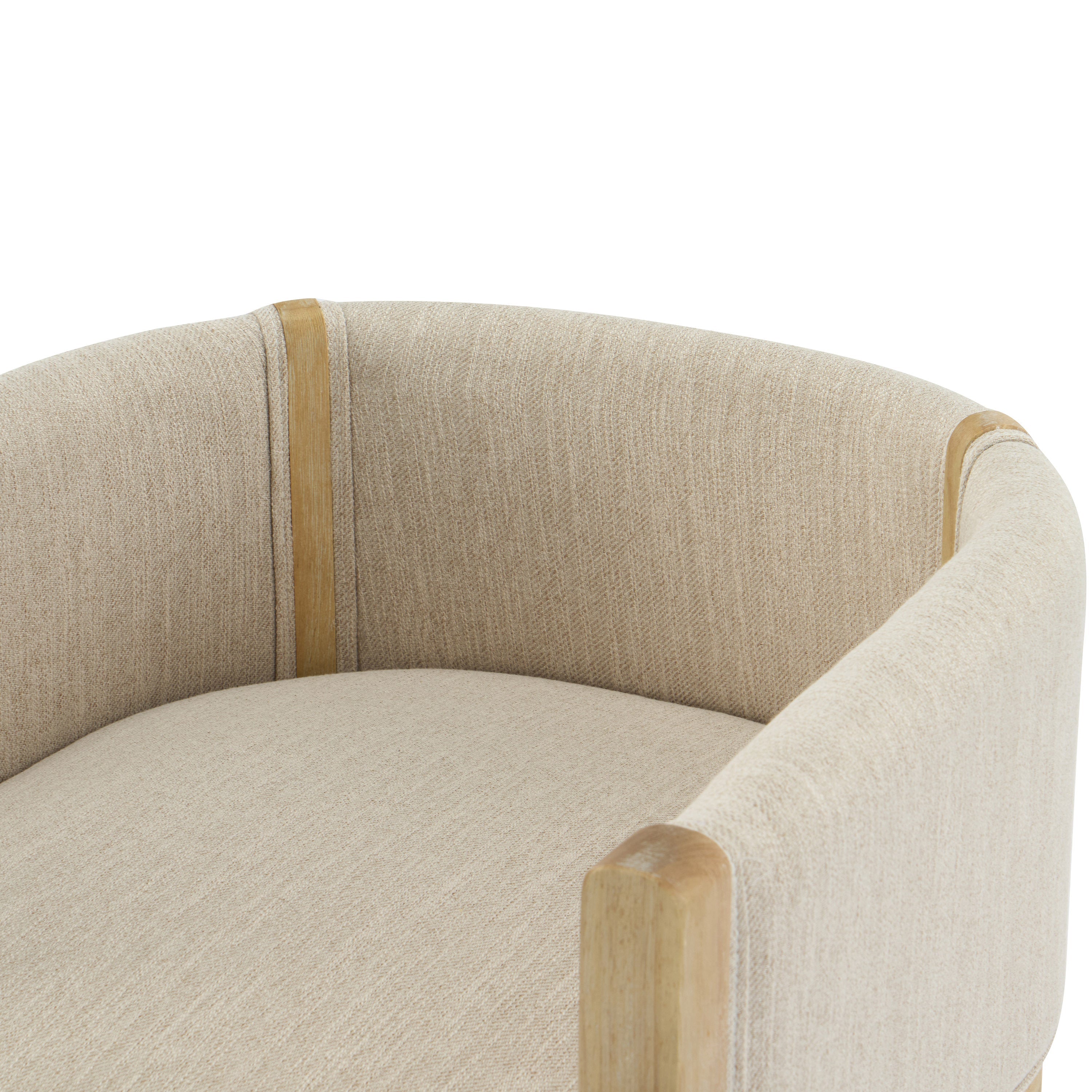 Ainsford Linen Upholstered Armchair with Natural Rubber Wood Legs, Set of 2
