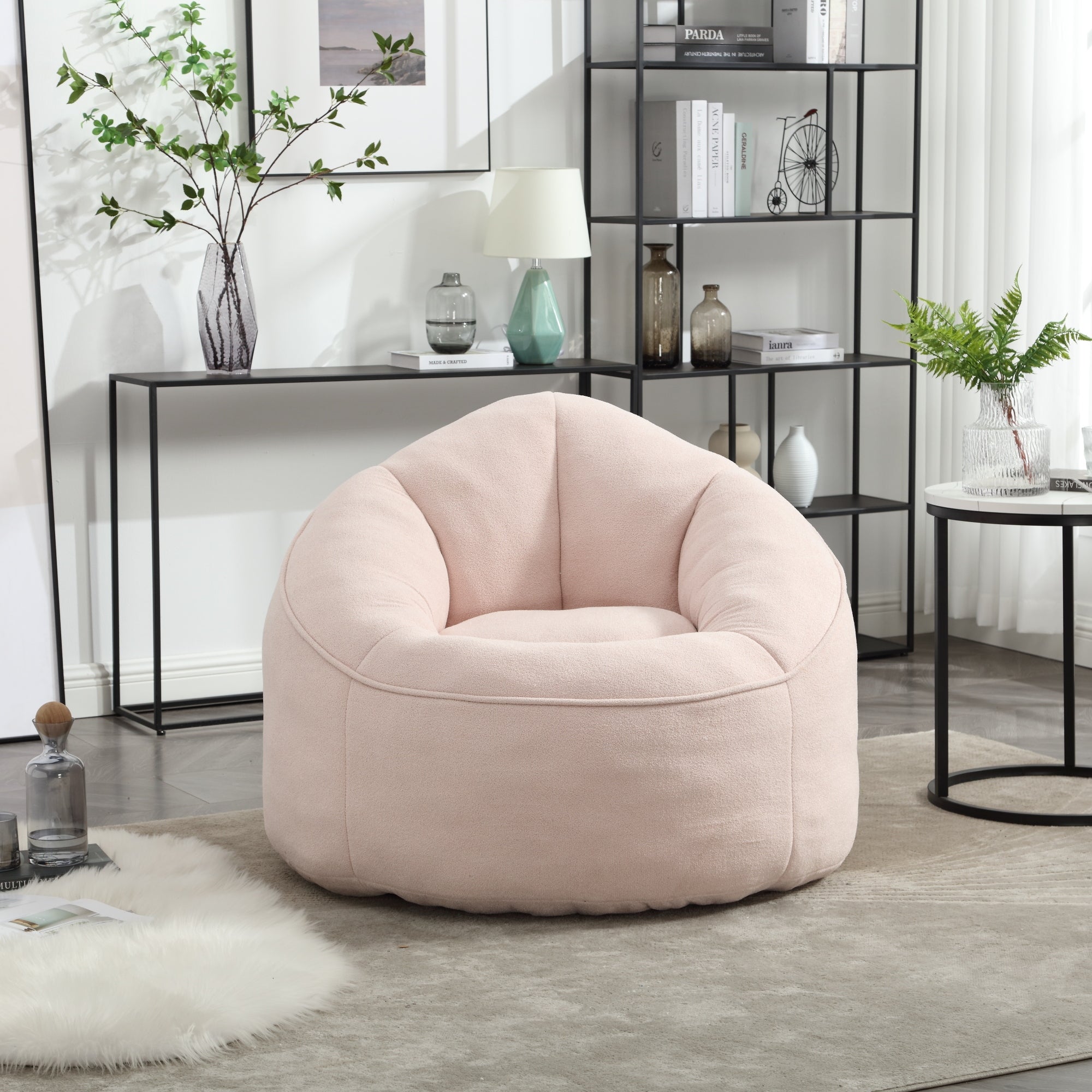 Bean Bag Sofa Chair with High-Pressure Foam and Footrest