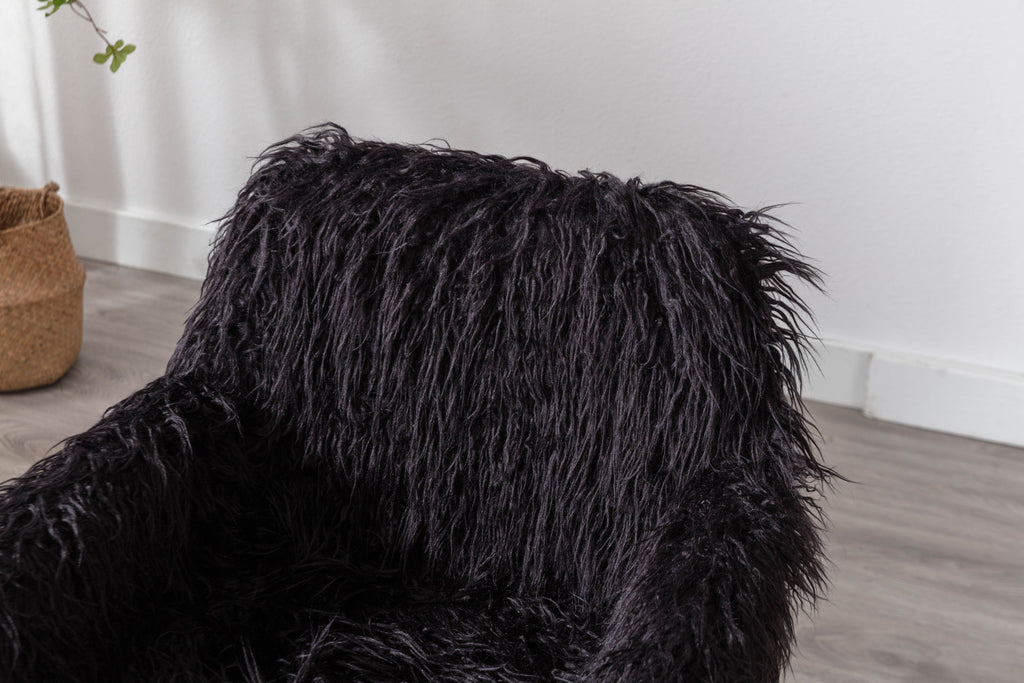 Faux Fur Office Chair with Gold Base