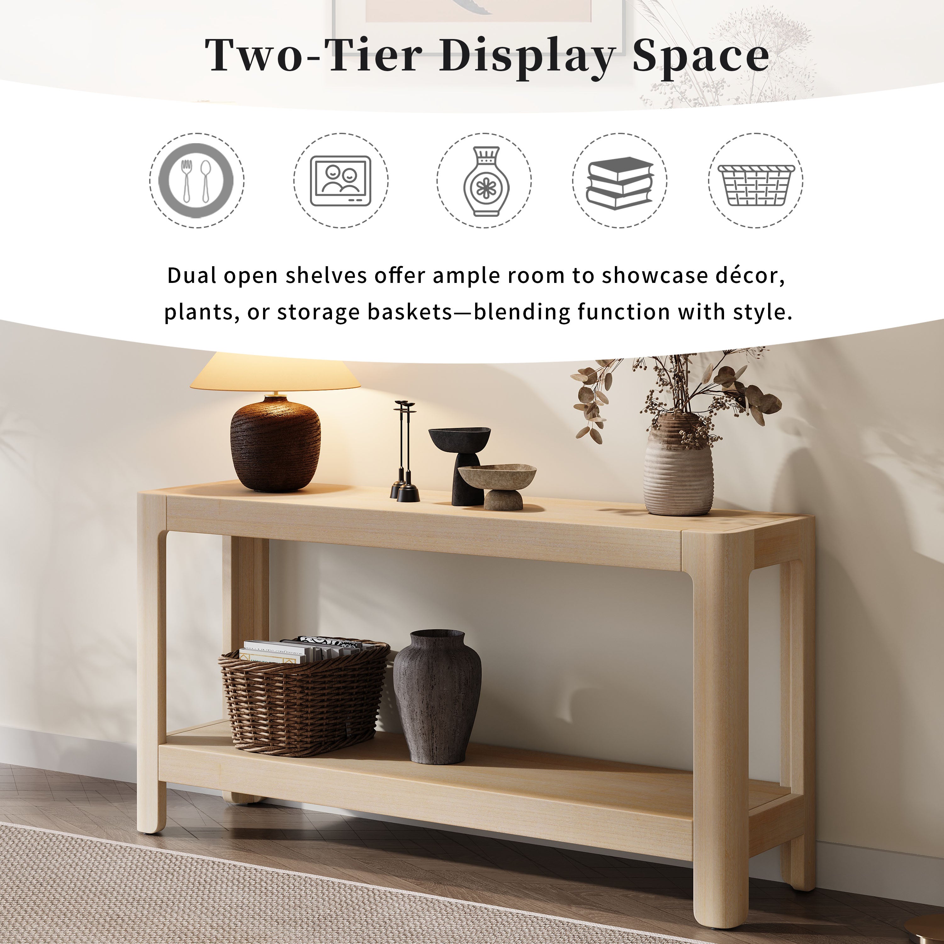 Modern Farmhouse Minimalist Rounded Console Table