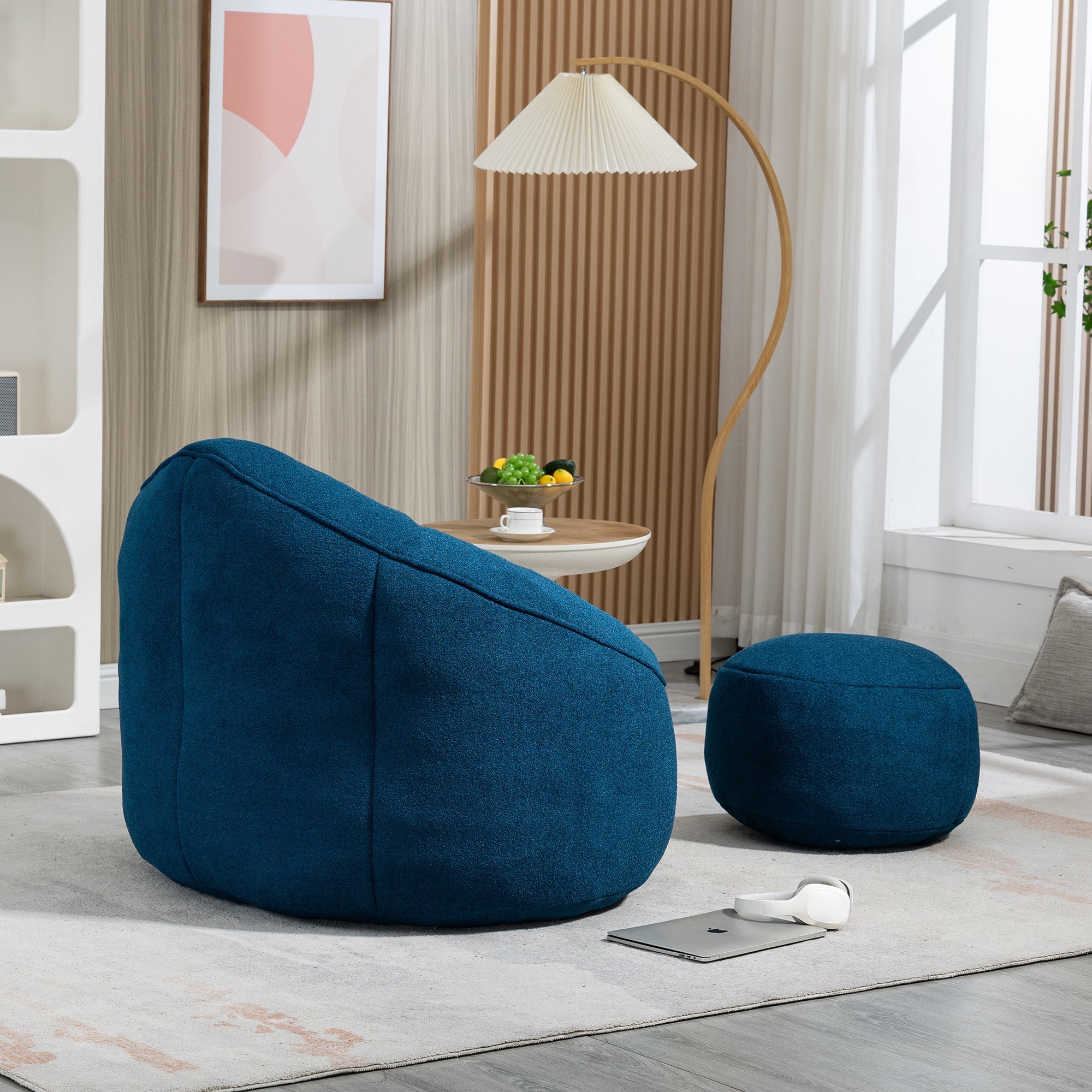 Bean Bag Sofa Chair with High-Pressure Foam and Footrest