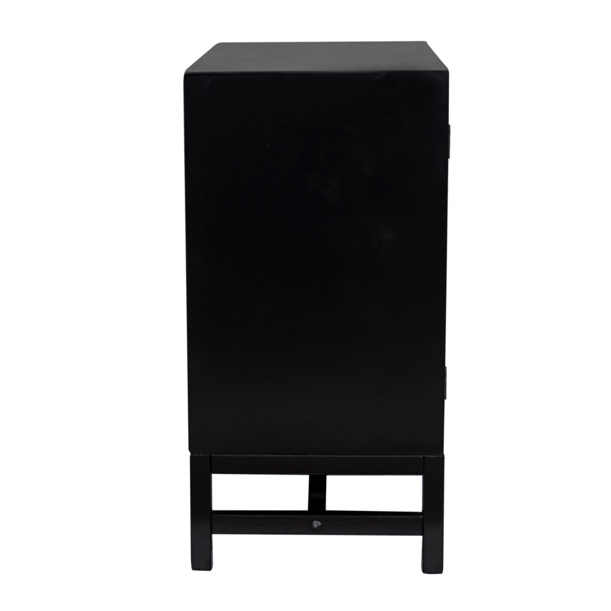 Raffia Paneled 2 Door Storage Cabinet, Black