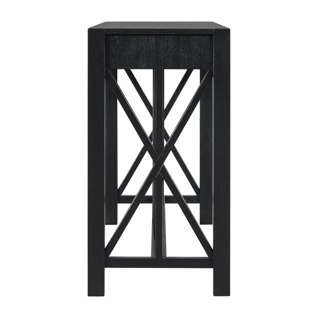 Modern Crisscross Design Entryway Table with Open Bottom Storage