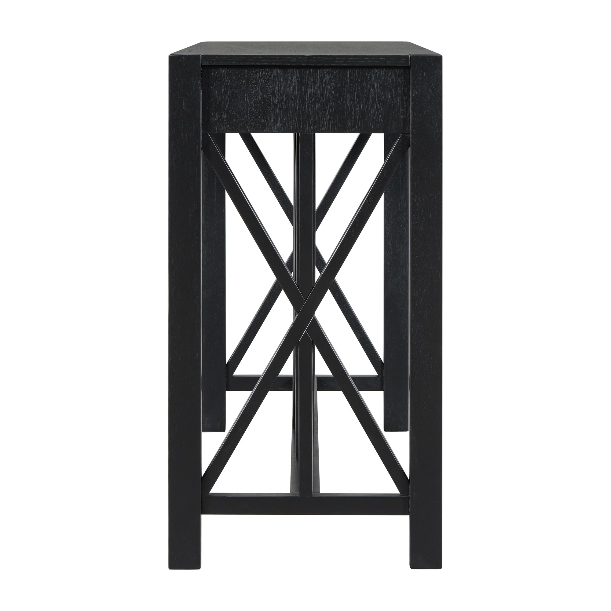 Modern Crisscross Design Entryway Table with Open Bottom Storage