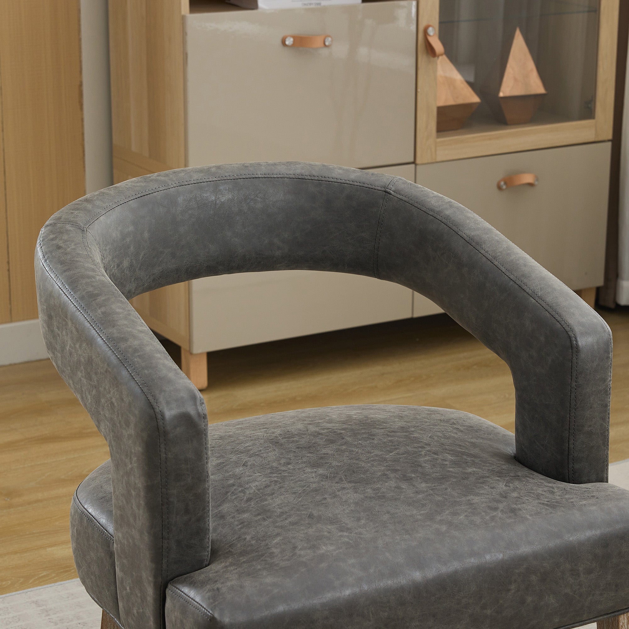 Velvet Open Back Barrel Upholstered Accent Chair with Weathered Solid Wood Legs