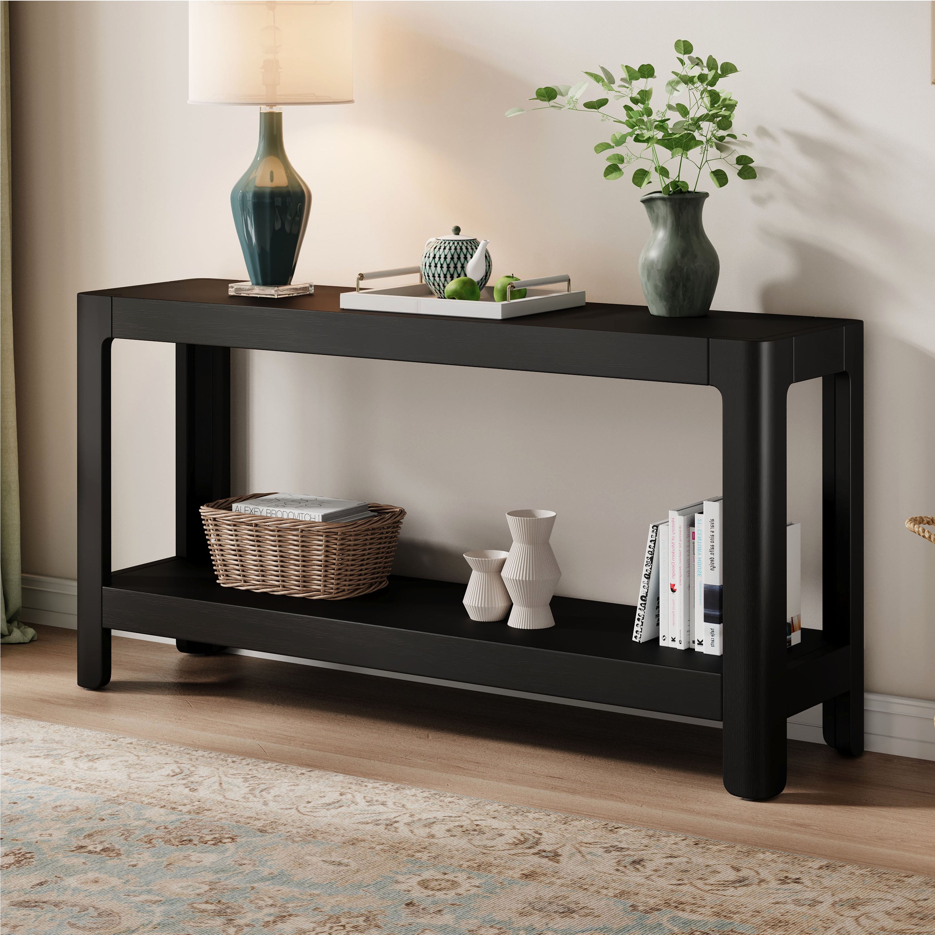 Modern Farmhouse Minimalist Rounded Console Table